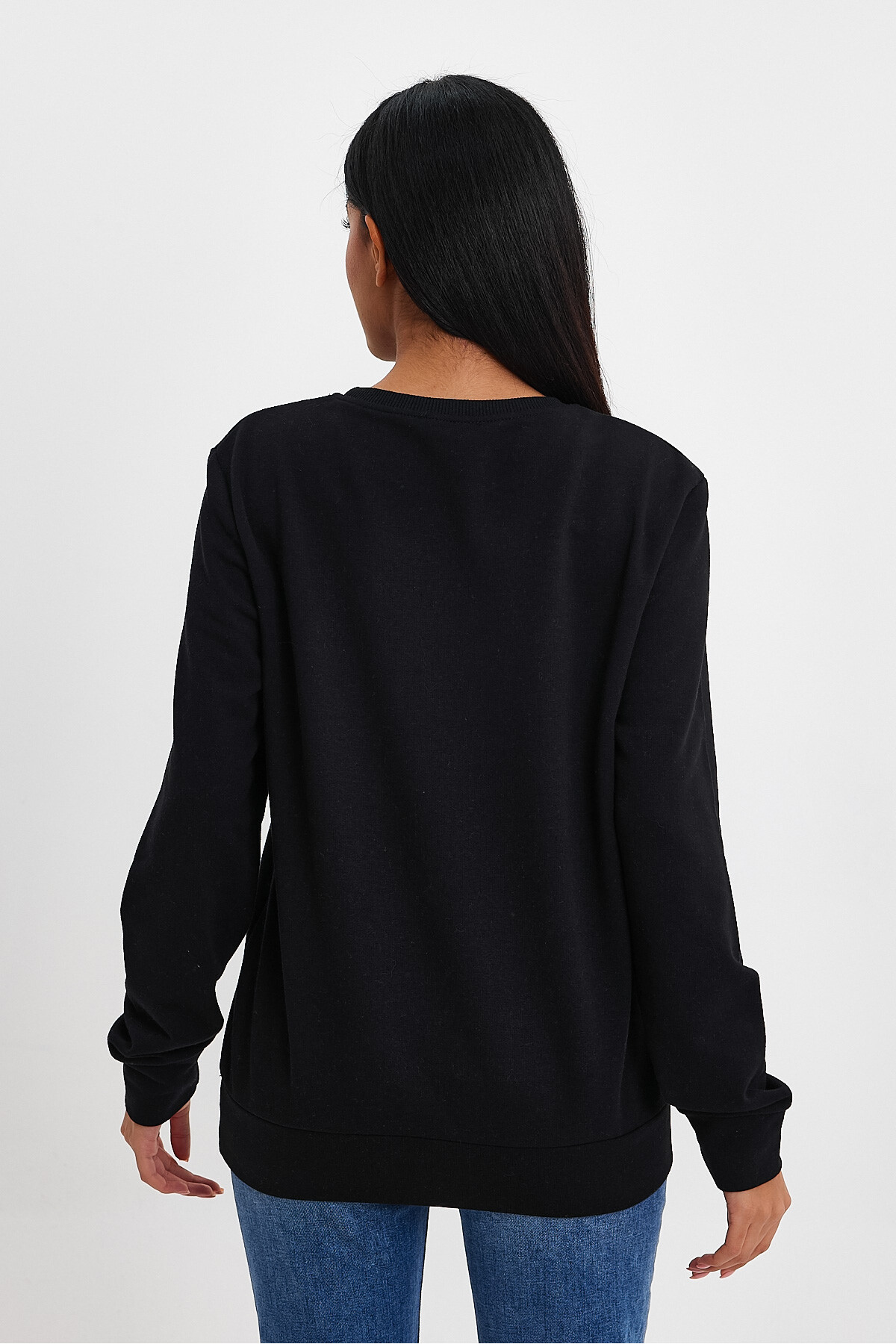 Kadın Bisiklet Yaka Rahat Kalıp 3 iplik Kalın Sweatshirt SPR24SWK-36
