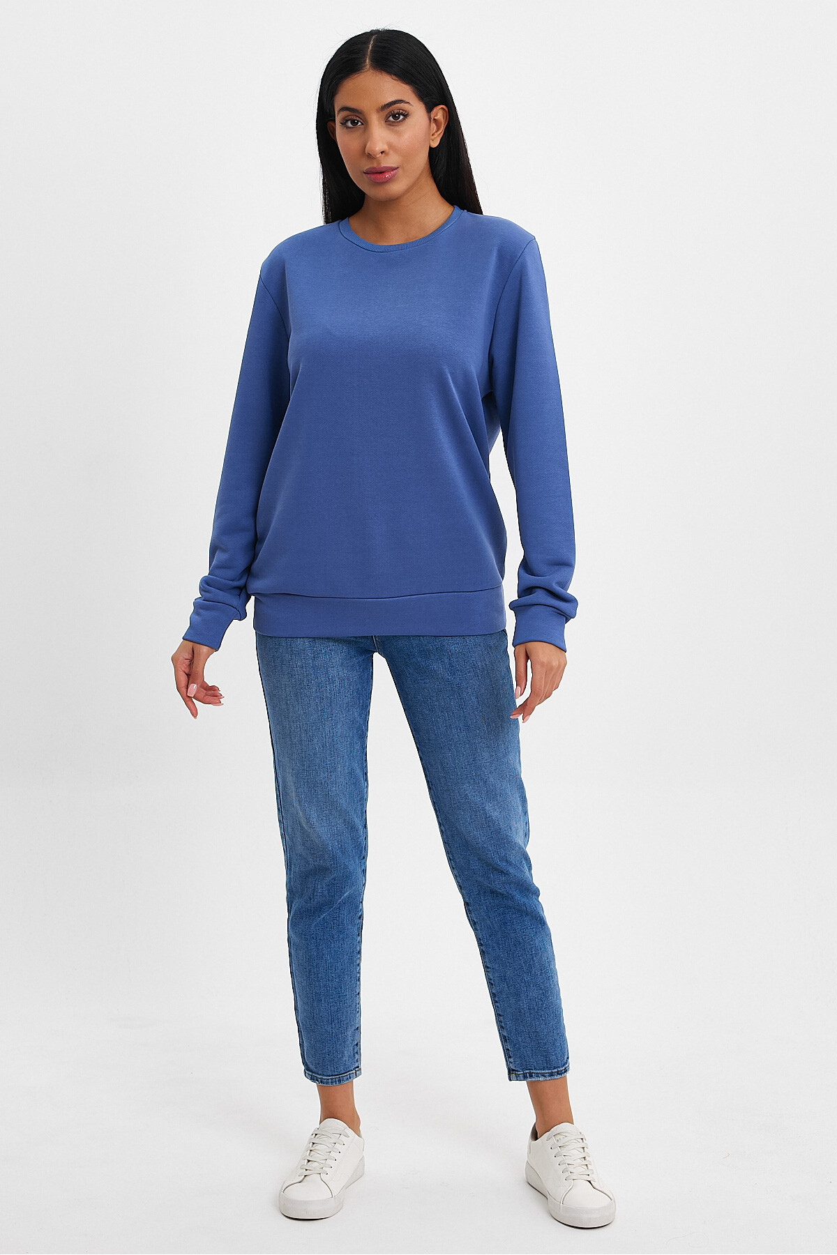 Kadın Bisiklet Yaka Rahat Kalıp 3 iplik Kalın Sweatshirt SPR24SWK-36