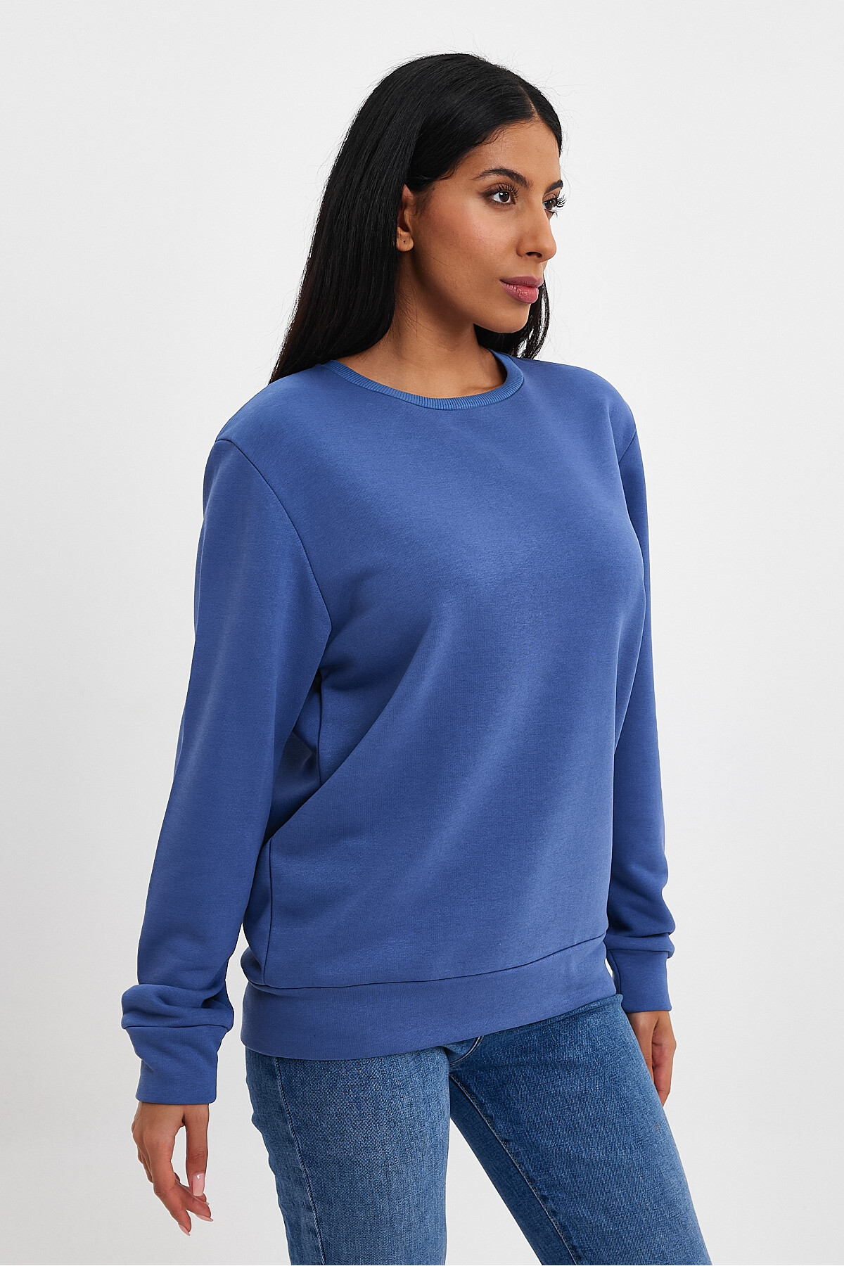 Kadın Bisiklet Yaka Rahat Kalıp 3 iplik Kalın Sweatshirt SPR24SWK-36
