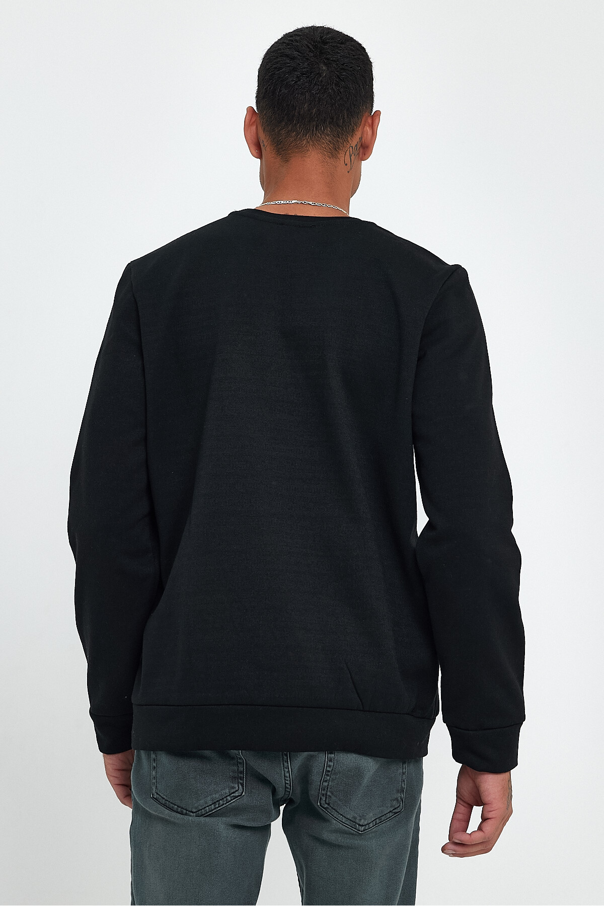 Süperlife Erkek Bisiklet Yaka Regular Fit AR Baskılı İnce Sweatshirt SPR22SW131