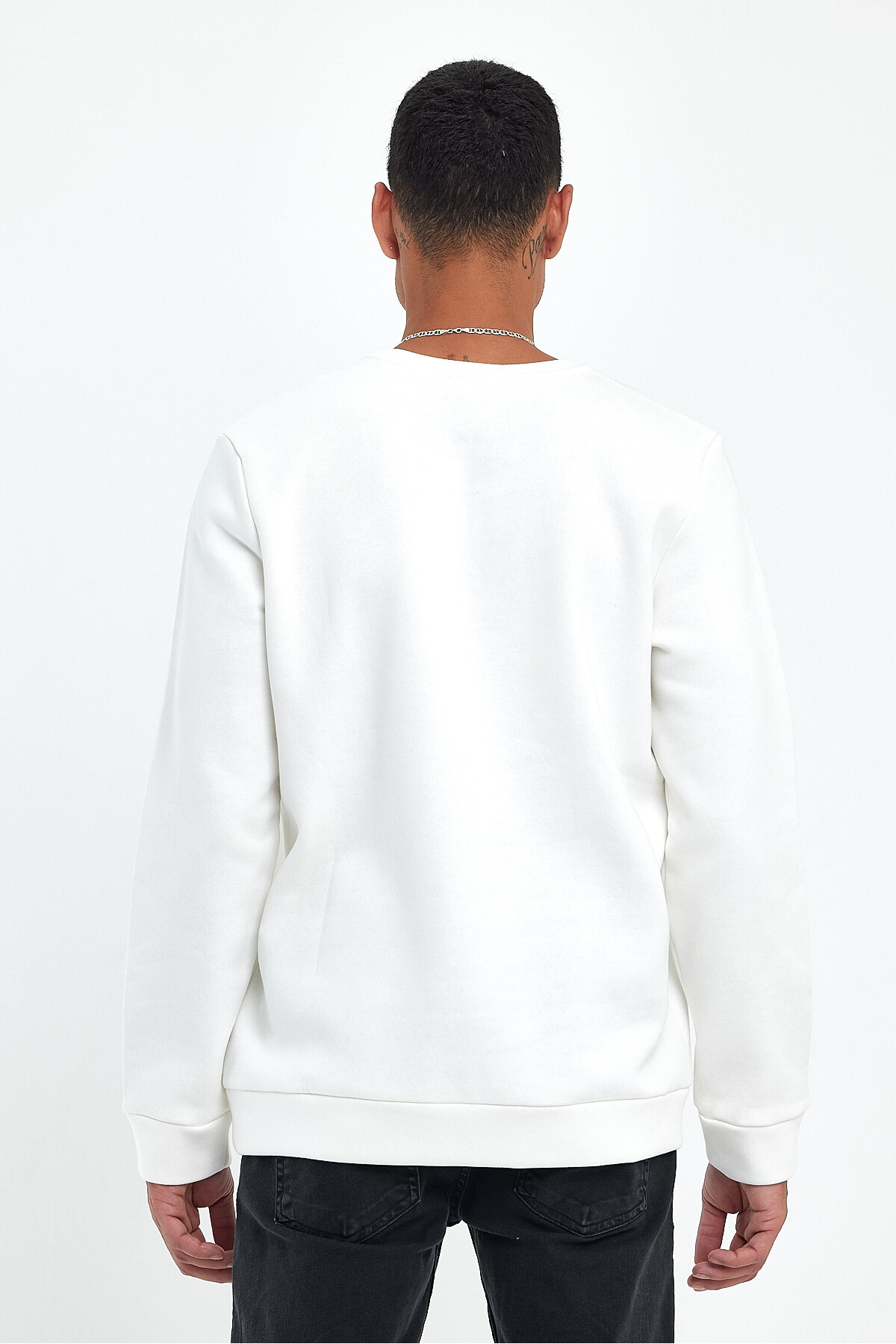 Süperlife Erkek Bisiklet Yaka Regular Fit AR Baskılı İnce Sweatshirt SPR22SW131