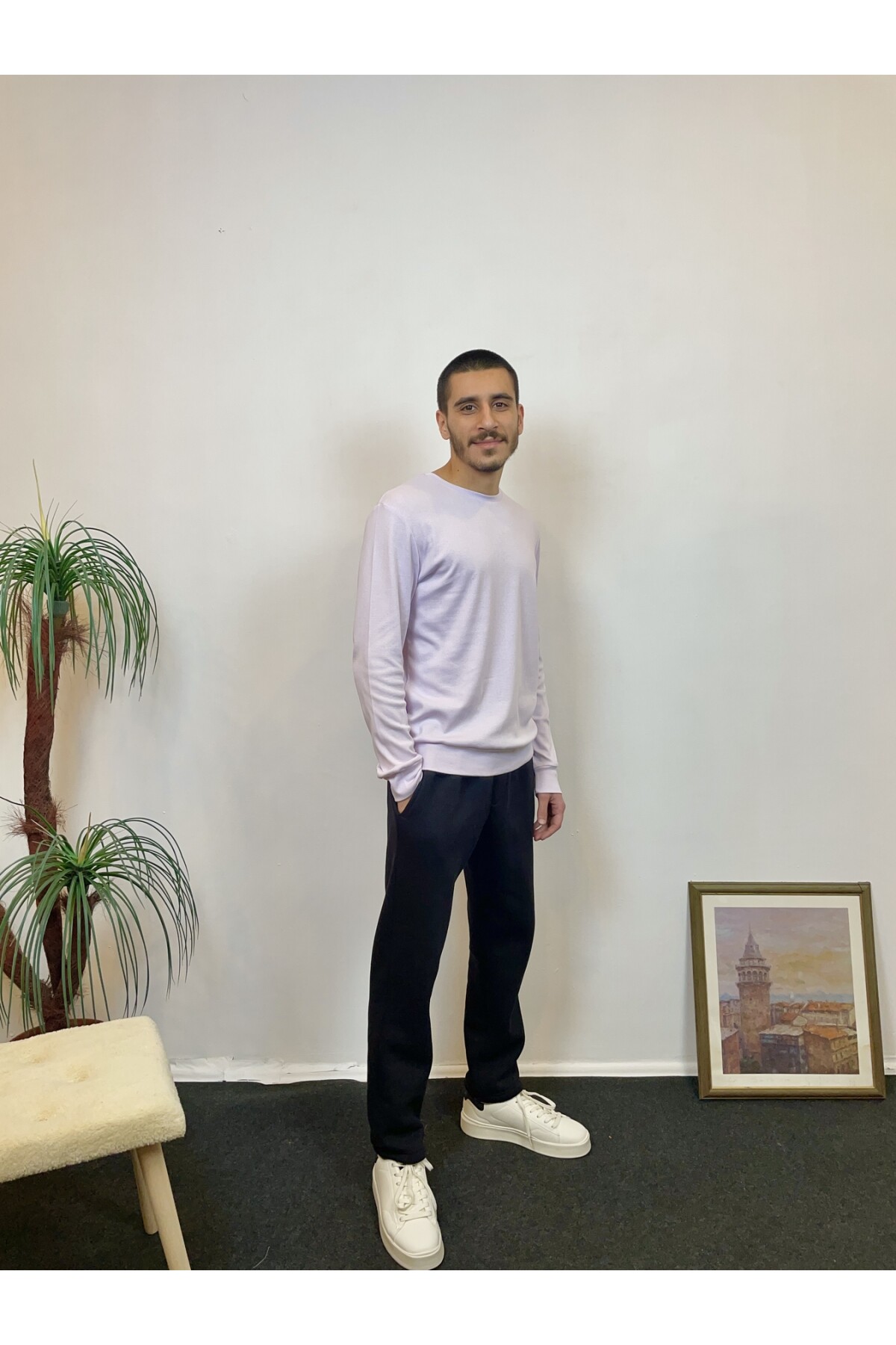 Süperlife Erkek Bisiklet Yaka Slim Fit İnce Sweatshirt SPR 20K17