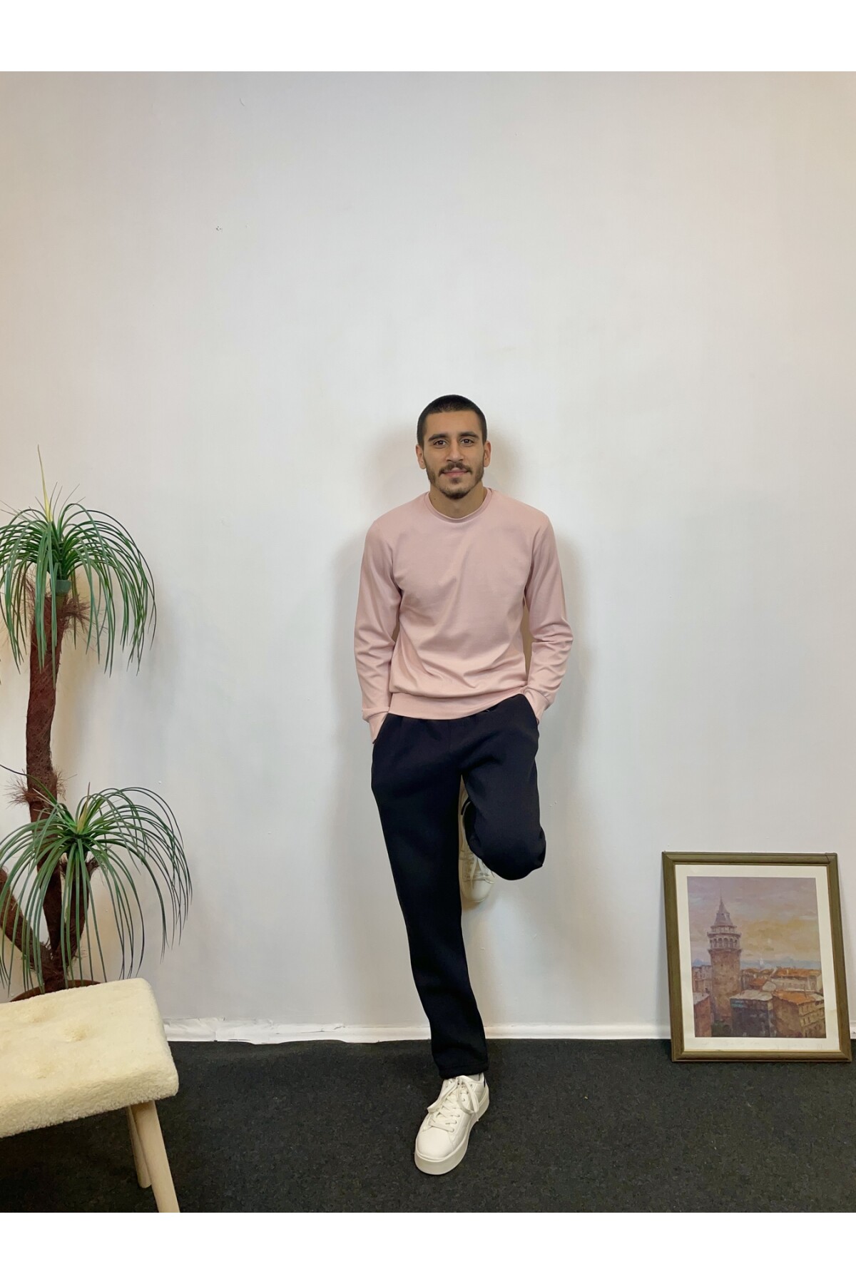 Süperlife Erkek Bisiklet Yaka Slim Fit İnce Sweatshirt SPR 20K17