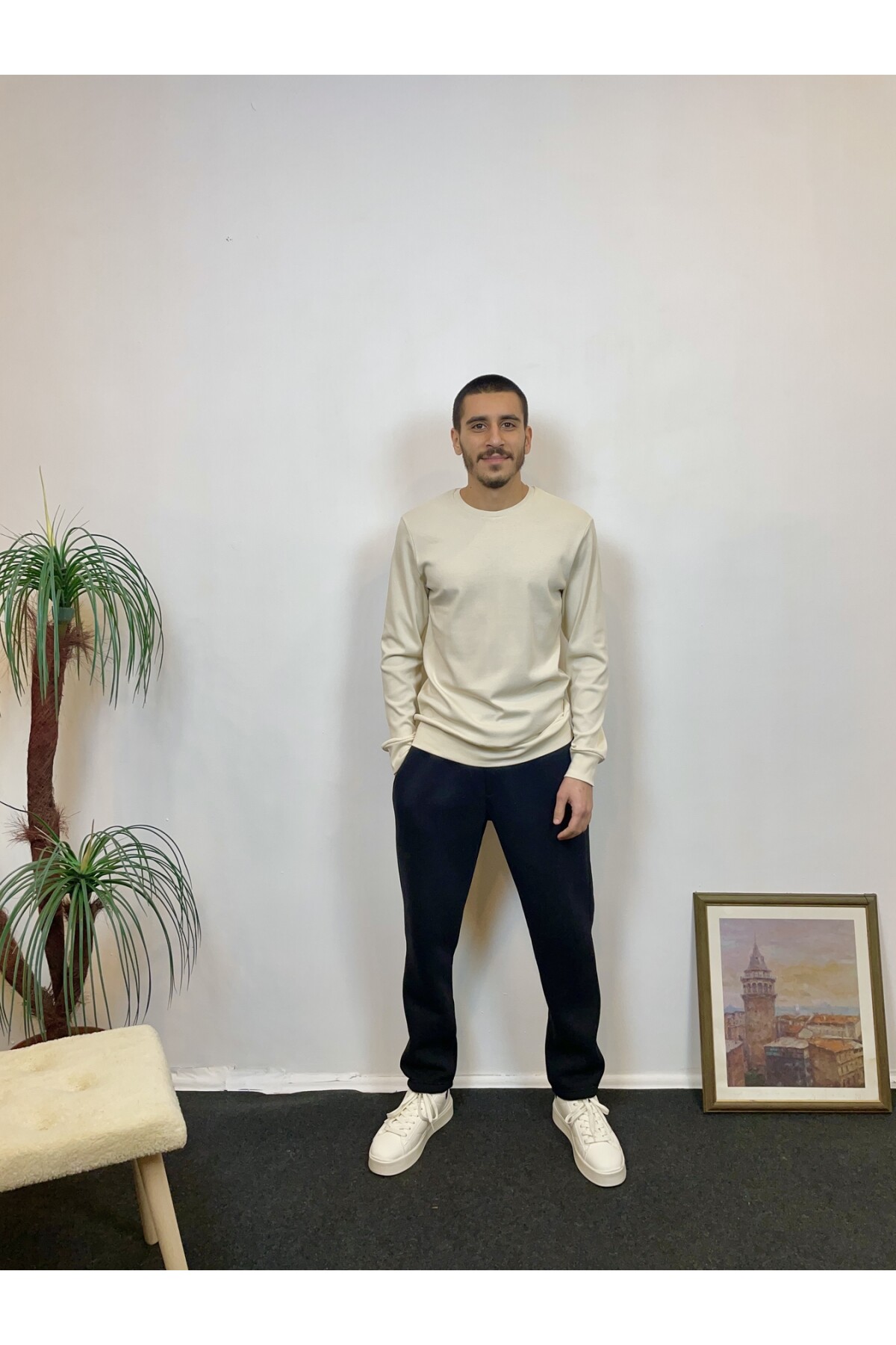 Süperlife Erkek Bisiklet Yaka Slim Fit İnce Sweatshirt SPR 20K17