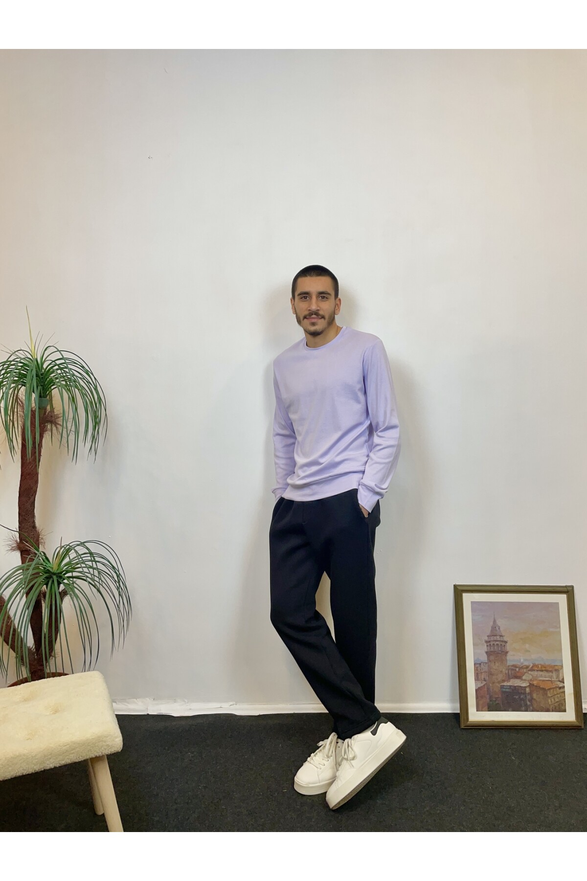 Süperlife Erkek Bisiklet Yaka Slim Fit İnce Sweatshirt SPR 20K17