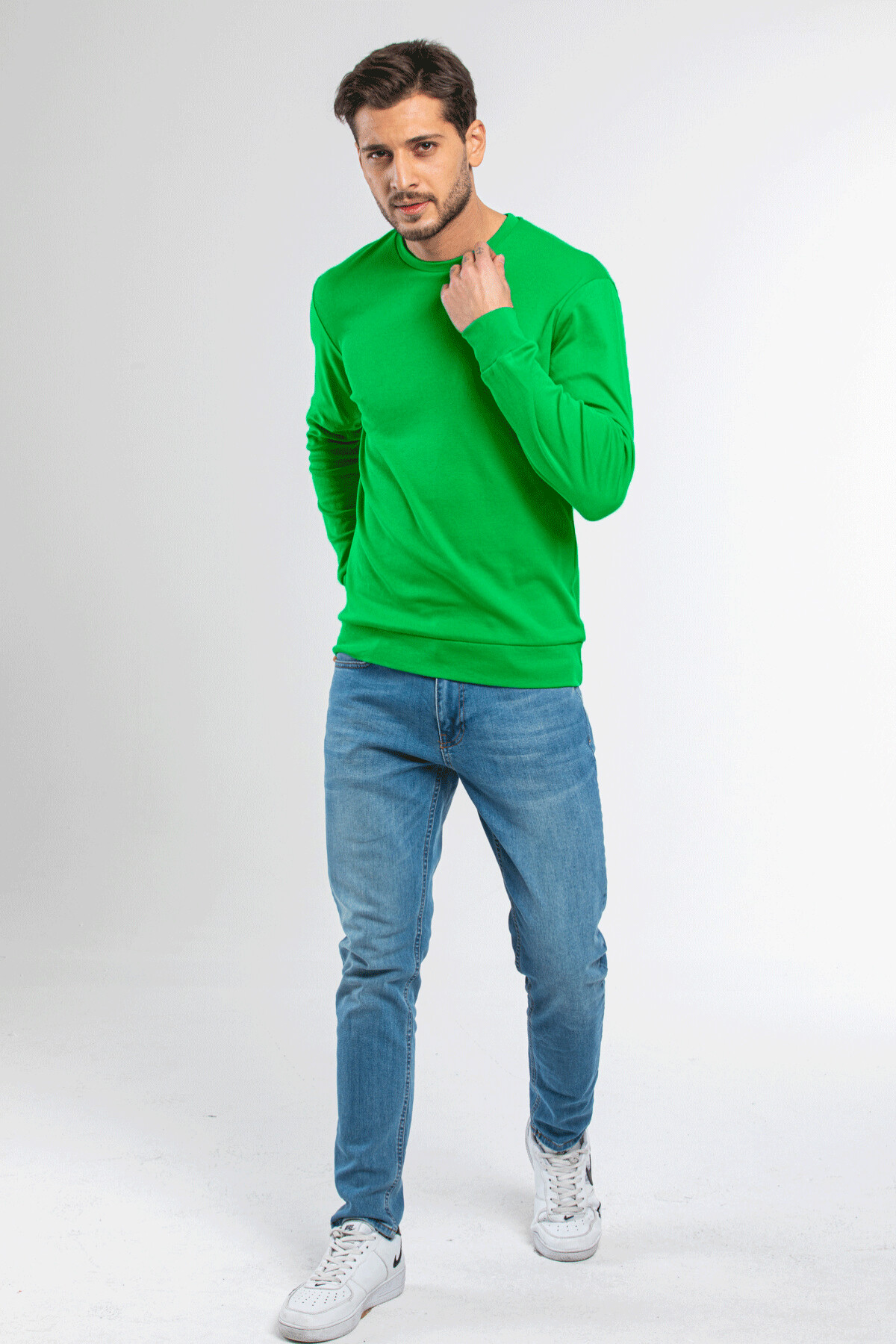 Süperlife Erkek Bisiklet Yaka Slim Fit İnce Sweatshirt SPR 20K17