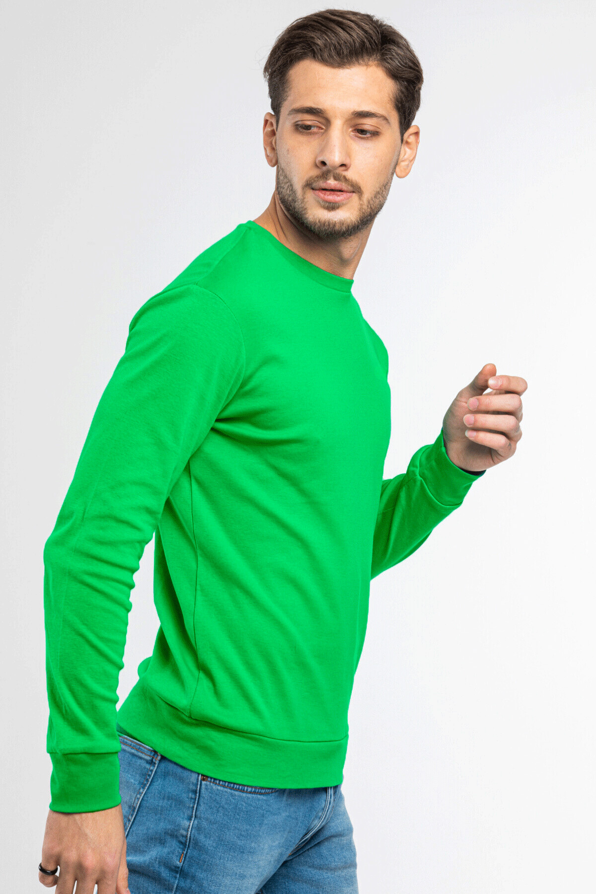 Süperlife Erkek Bisiklet Yaka Slim Fit İnce Sweatshirt SPR 20K17