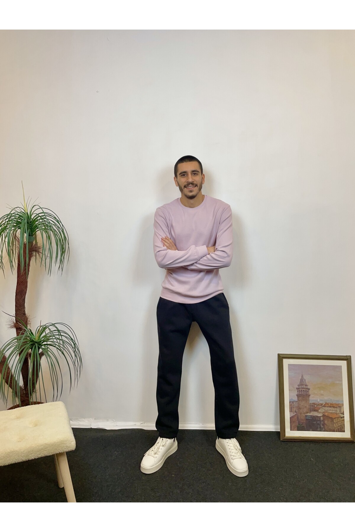 Süperlife Erkek Bisiklet Yaka Slim Fit İnce Sweatshirt SPR 20K17