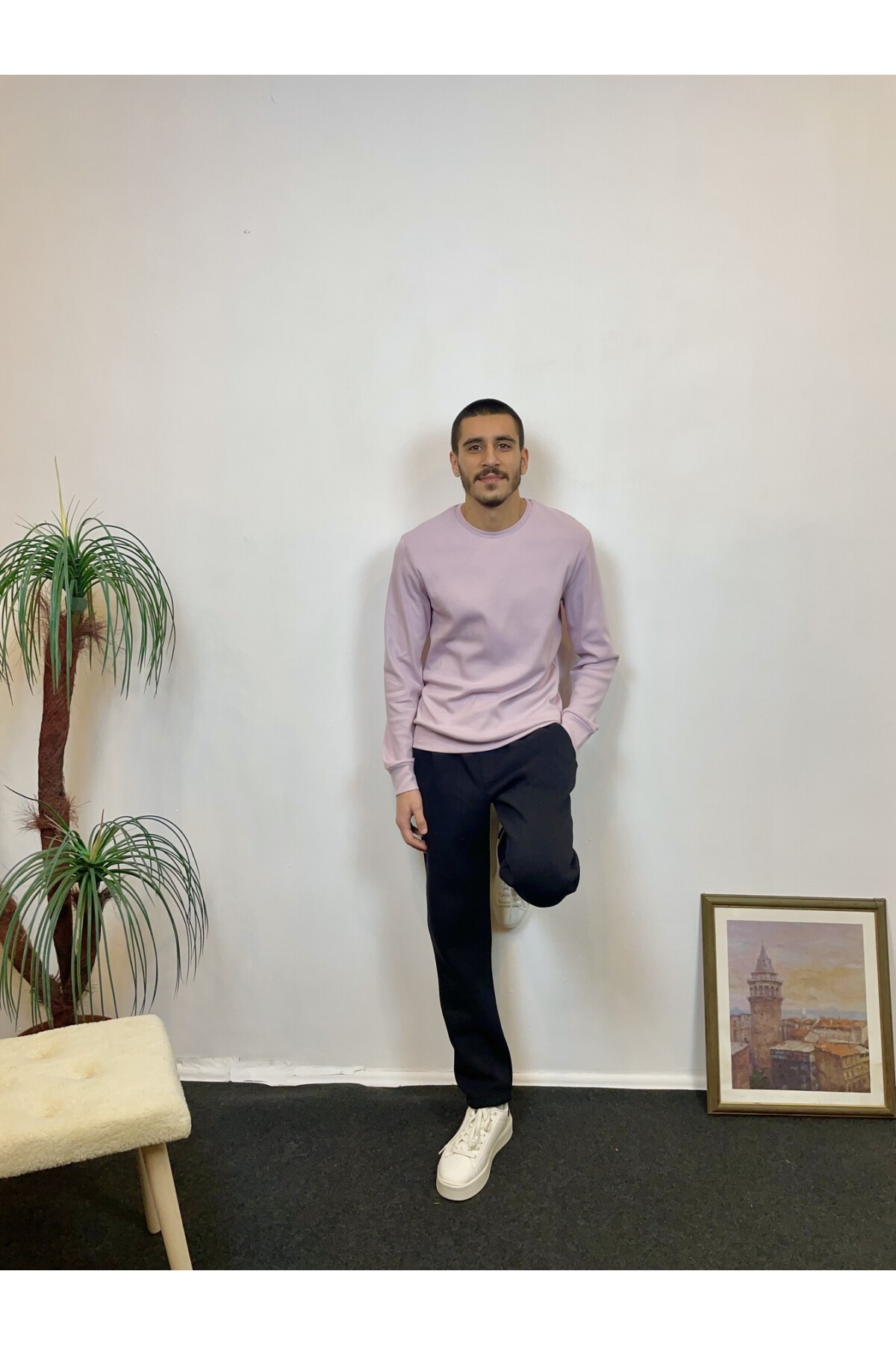 Süperlife Erkek Bisiklet Yaka Slim Fit İnce Sweatshirt SPR 20K17