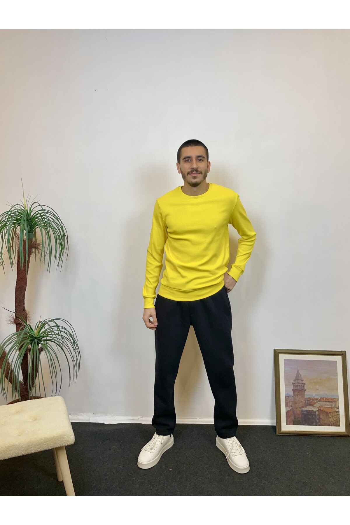 Süperlife Erkek Bisiklet Yaka Slim Fit İnce Sweatshirt SPR 20K17