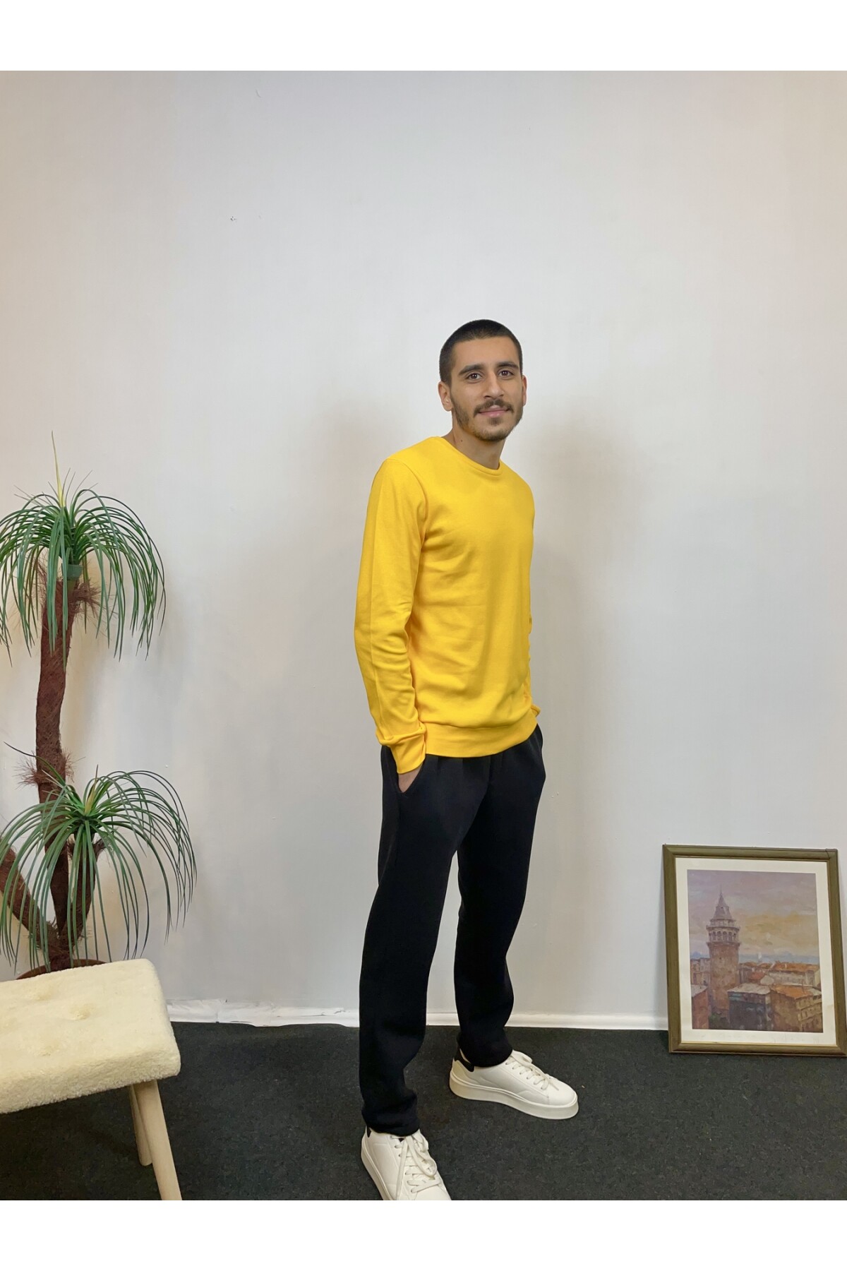 Süperlife Erkek Bisiklet Yaka Slim Fit İnce Sweatshirt SPR 20K17