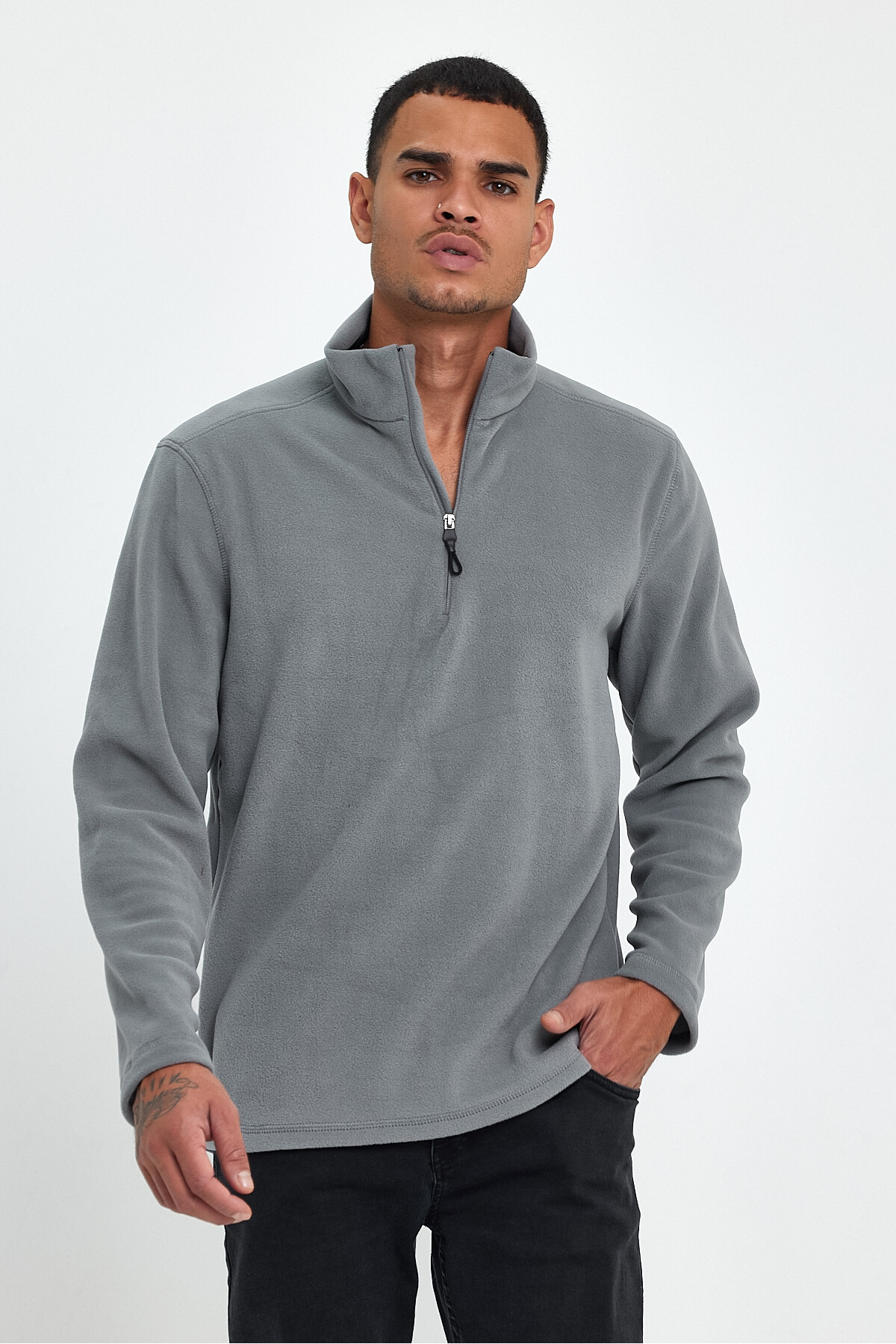 Erkek Rahat Kalıp Softech Polar Yarım Fermuarlı Sweatshırt spr24pw20