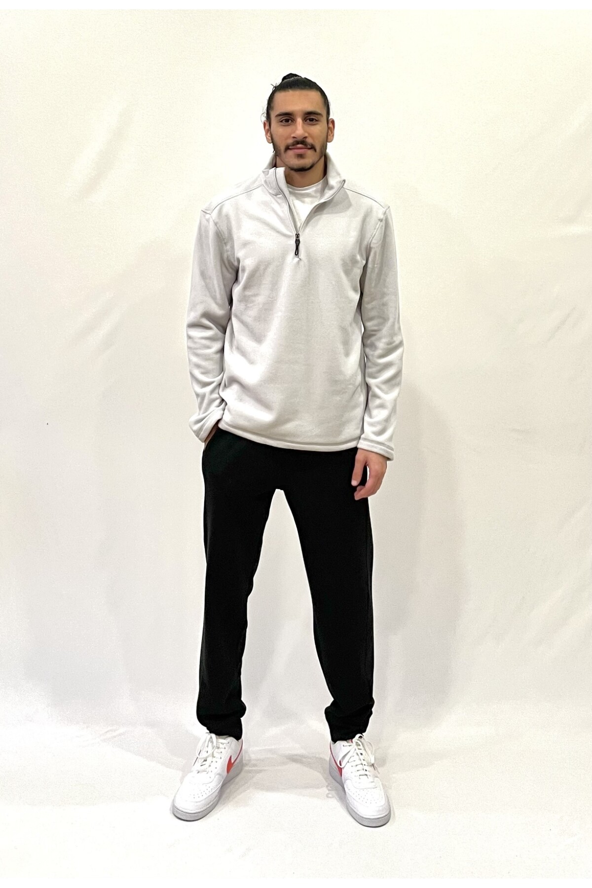 Erkek Rahat Kalıp Softech Polar Yarım Fermuarlı Sweatshırt spr24pw20