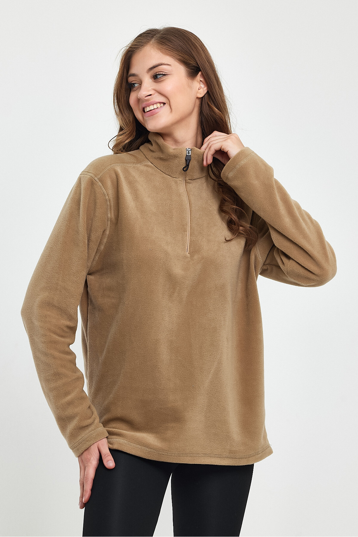 Kadın  Rahat Kalıp Softech Polar Yarım Fermuarlı Sweatshırt spr24pwk20