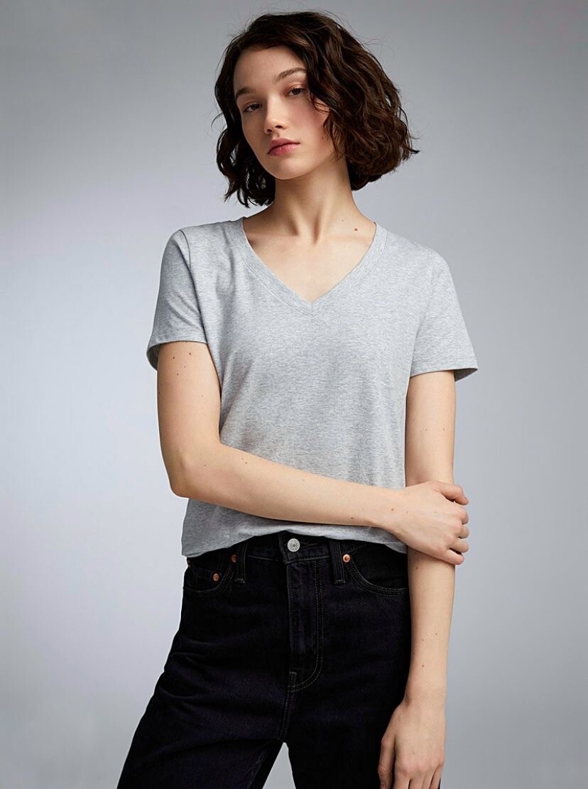Kadın V Yaka Regular Tshirt SPR24TSK45-2