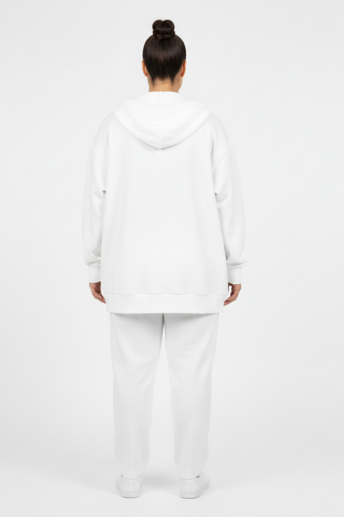 Kadın Büyük Beden Fermuarlı Kapüşonlu ince Sweatshirt Hırka - Rahat Kalıp SPR26BHR960