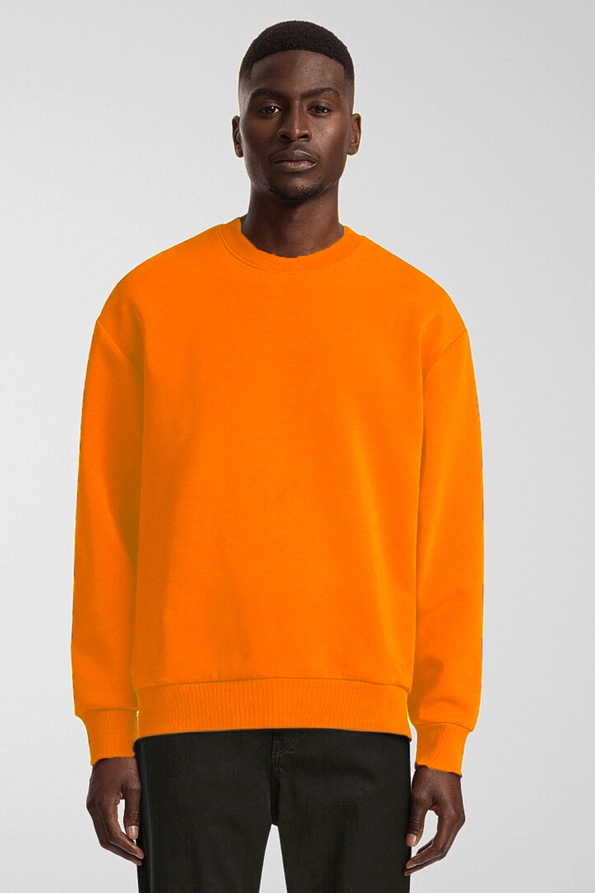 Erkek Bisiklet Yaka Rahat Kalıp 3 iplik İçi Polarlı Kalın Sweatshirt SPR25SW36