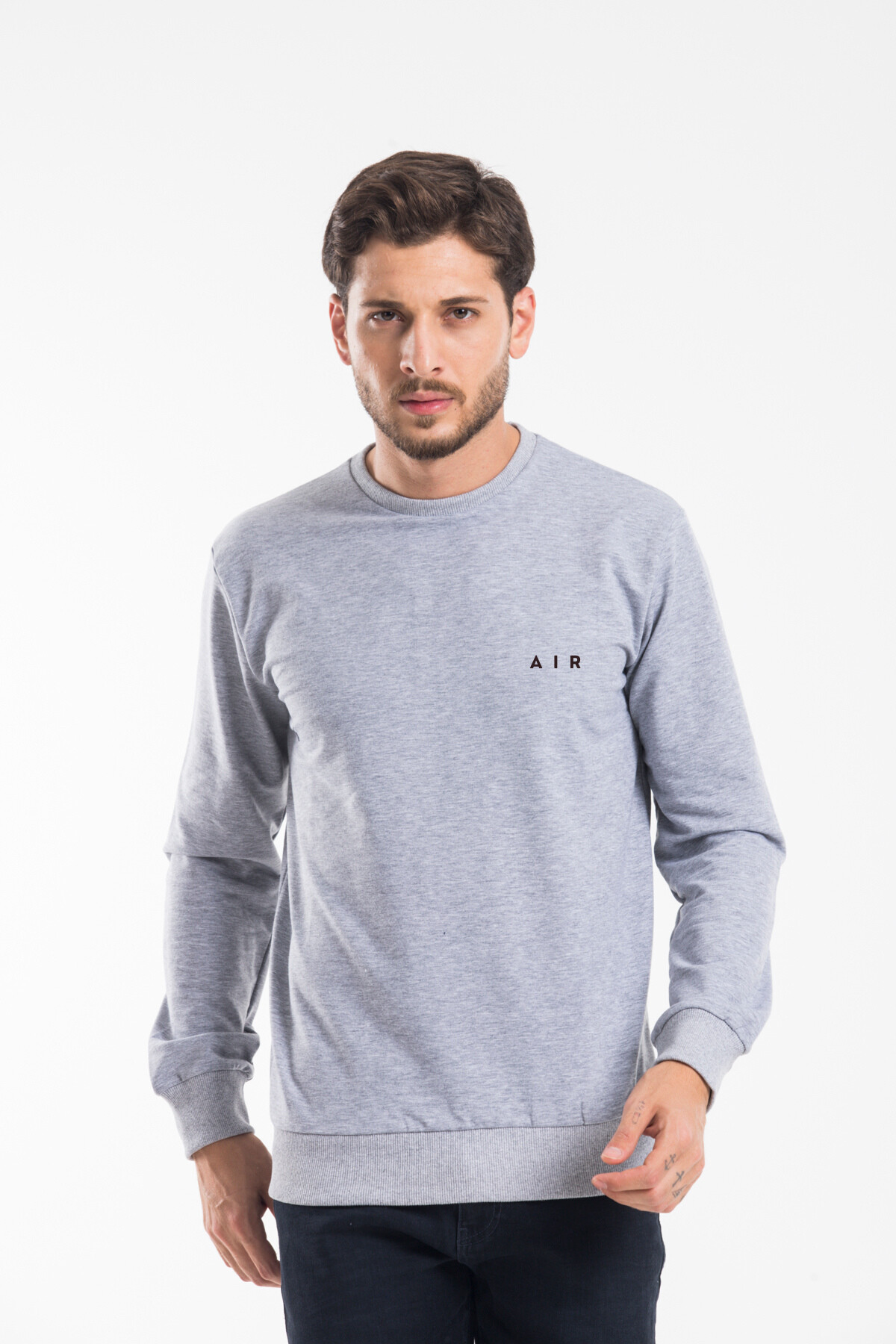 Erkek Bisiklet Yaka Regular Kalıp İnce AR Baskılı Sweatshırt SPR24SW124