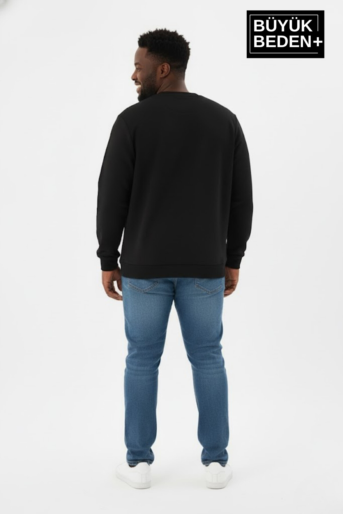 Erkek Büyük Beden Bisiklet Yaka Kollar ve Etek Ribanalı İnce Sweatshirt SPR26BSW956