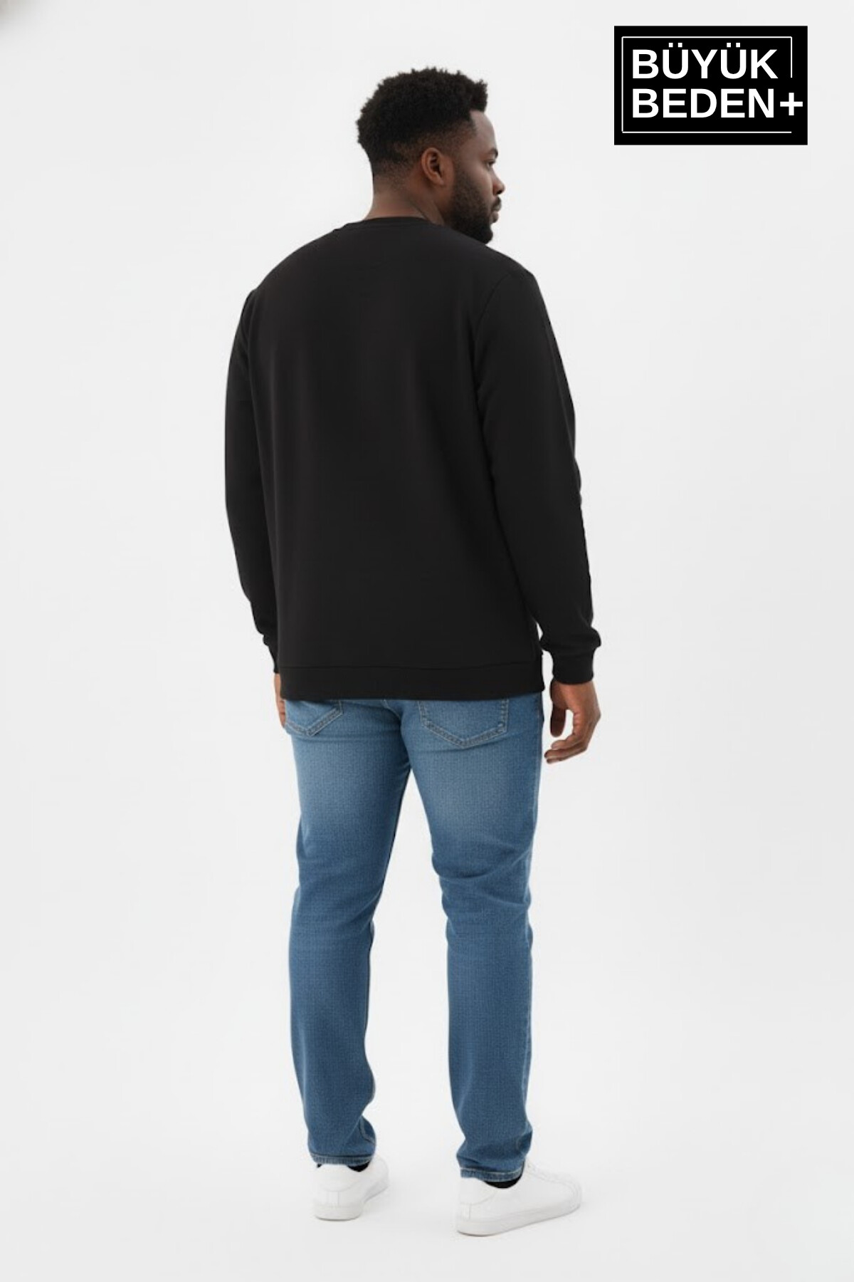 Erkek Büyük Beden California 1974 Baskılı Bisilet Yaka İnce Sweatshirt SPR26BSW956-2