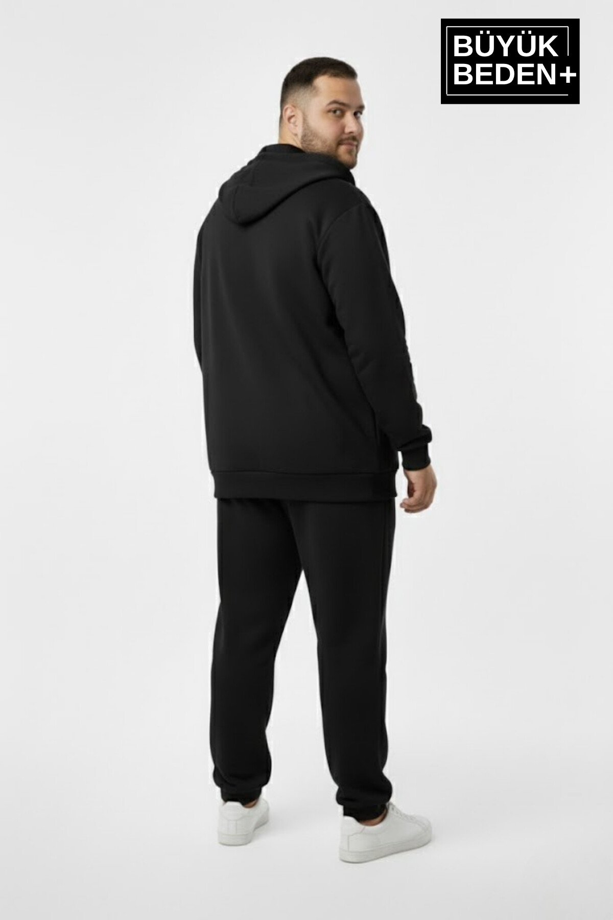 Erkek Büyük Beden Fermuarlı Kapüşonlu Chef Baskılı ince Sweatshirt Hırka - Rahat Kalıp SPR26BHR921