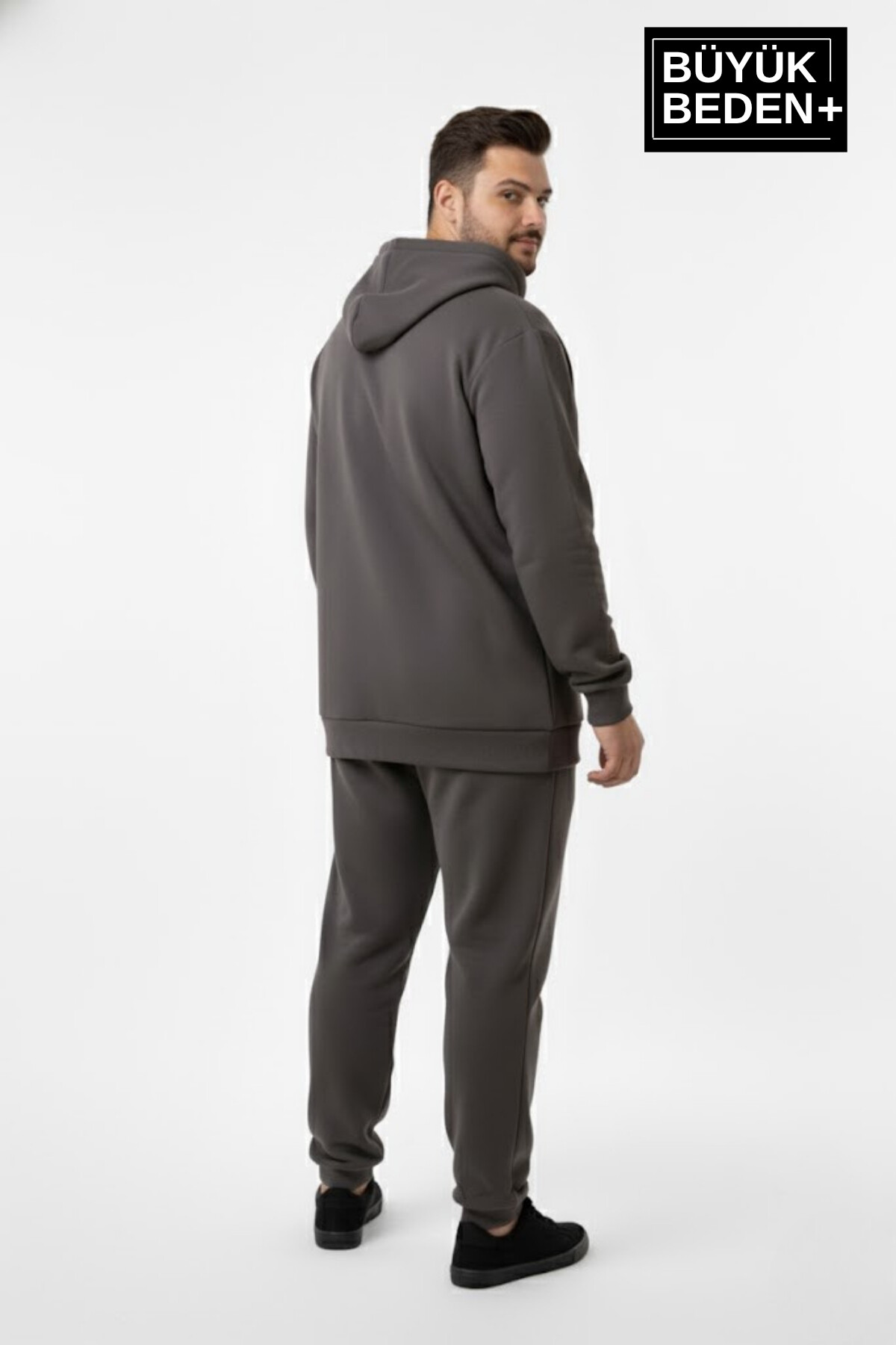 Erkek Büyük Beden Fermuarlı Kapüşonlu New York Baskılı ince Sweatshirt Hırka SPR26BHR923