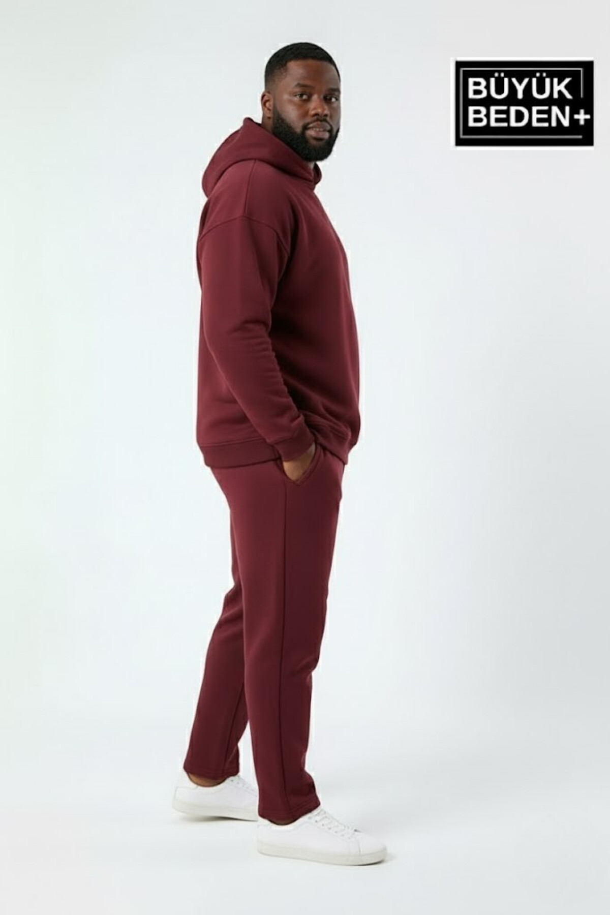 Erkek Büyük Beden Kapşonlu ince Sweatshirt SPR24BSW57