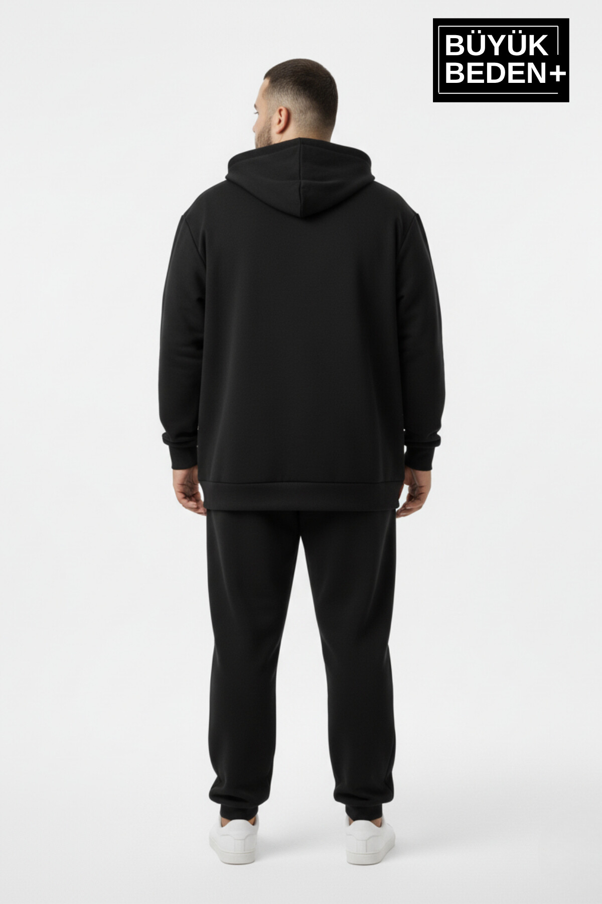 Erkek Büyük Beden Kapüşonlu Fermuarlı N Baskılı ince Sweatshirt Hırka SPR26BHR922