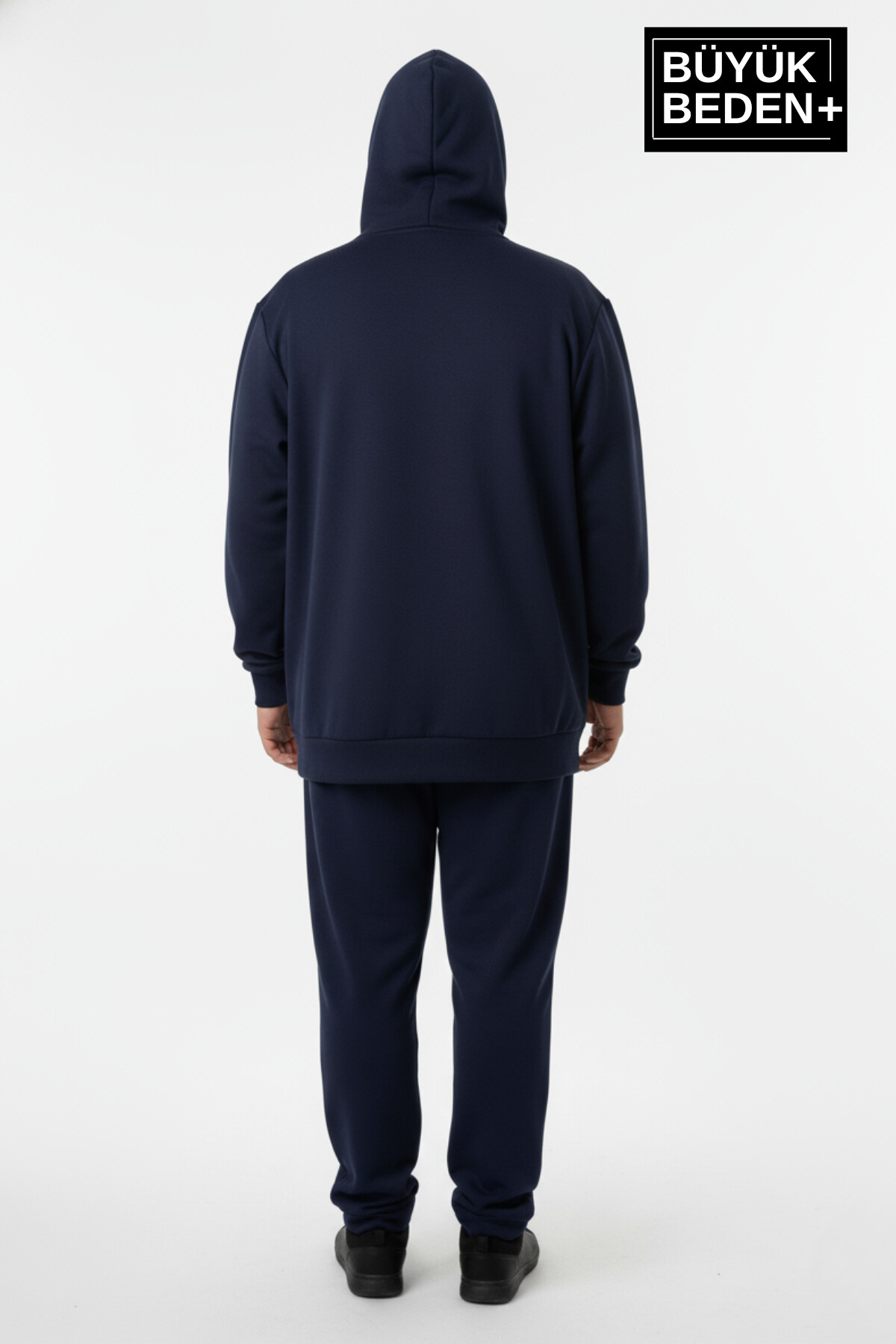 Erkek Büyük Beden Kapüşonlu Fermuarlı N Baskılı ince Sweatshirt Hırka SPR26BHR922