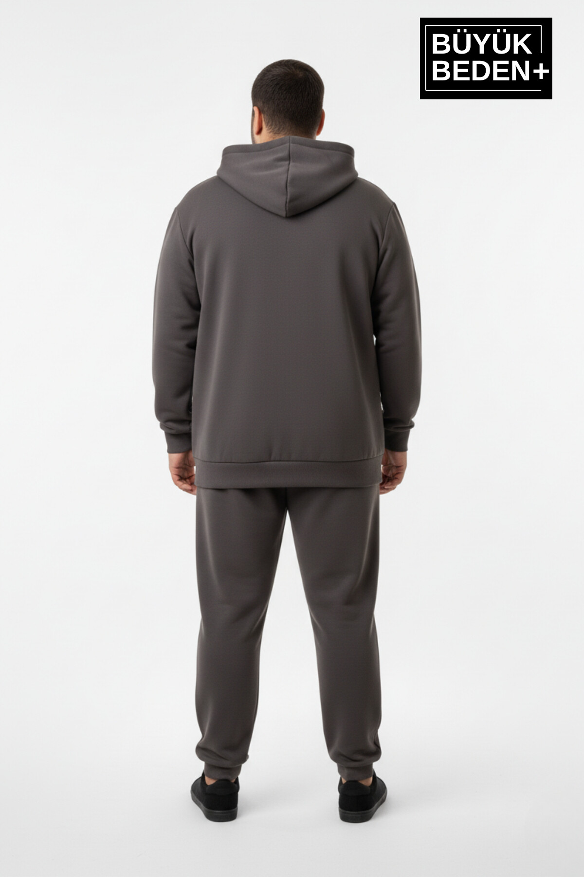 Erkek Büyük Beden Kapüşonlu Fermuarlı N Baskılı ince Sweatshirt Hırka SPR26BHR922