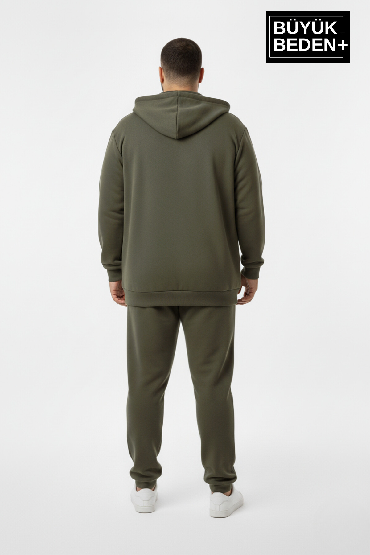 Erkek Büyük Beden Kapüşonlu Fermuarlı N Baskılı ince Sweatshirt Hırka SPR26BHR922