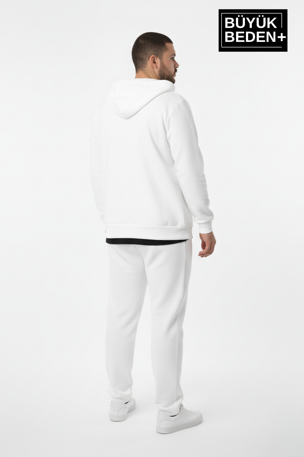 Erkek Büyük Beden Kapüşonlu Fermuarlı N Baskılı ince Sweatshirt Hırka SPR26BHR922