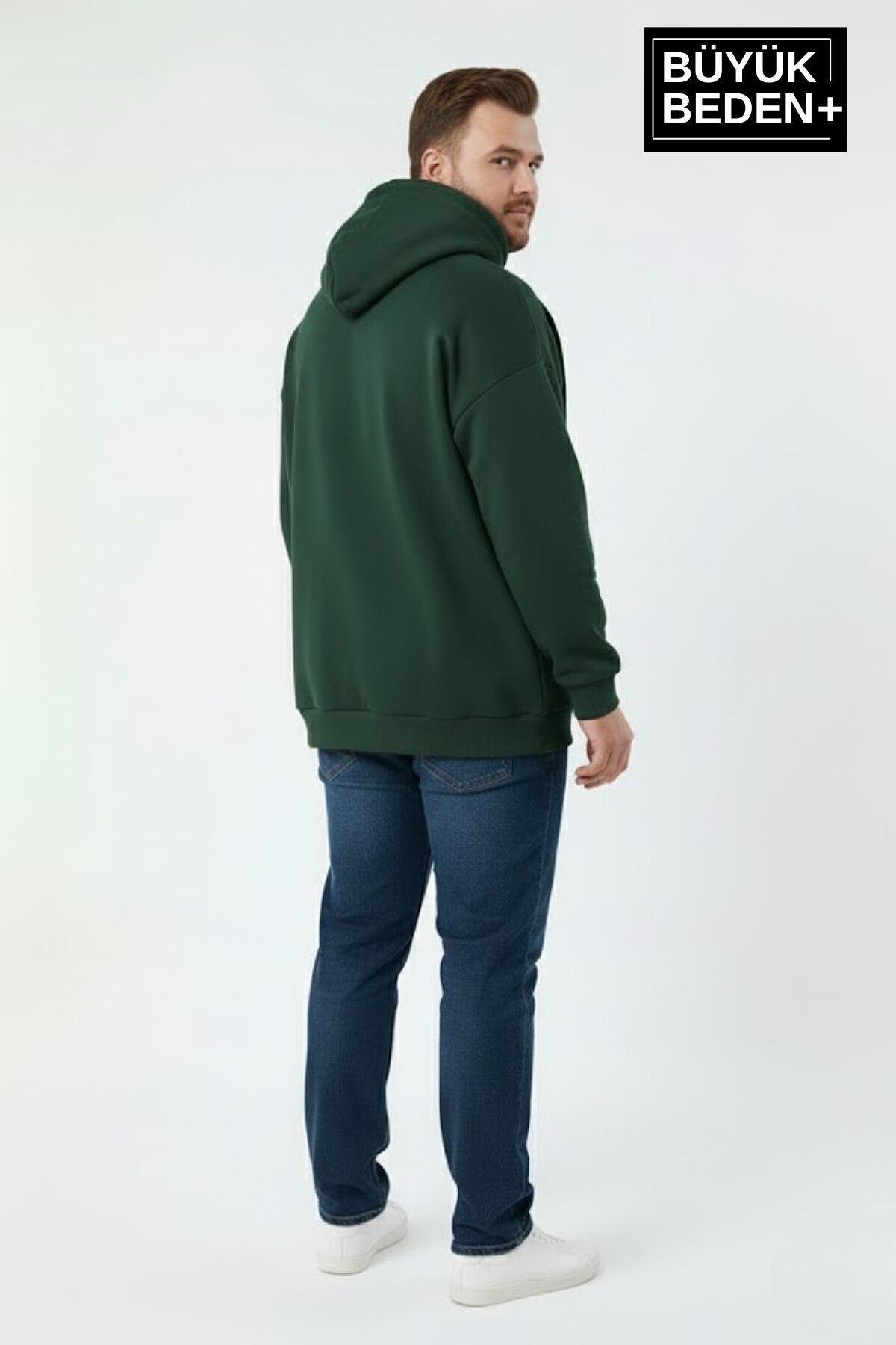 Erkek Büyük Beden New York Baskılı Kapüşonlu ince Sweatshirt SPR26BSW962
