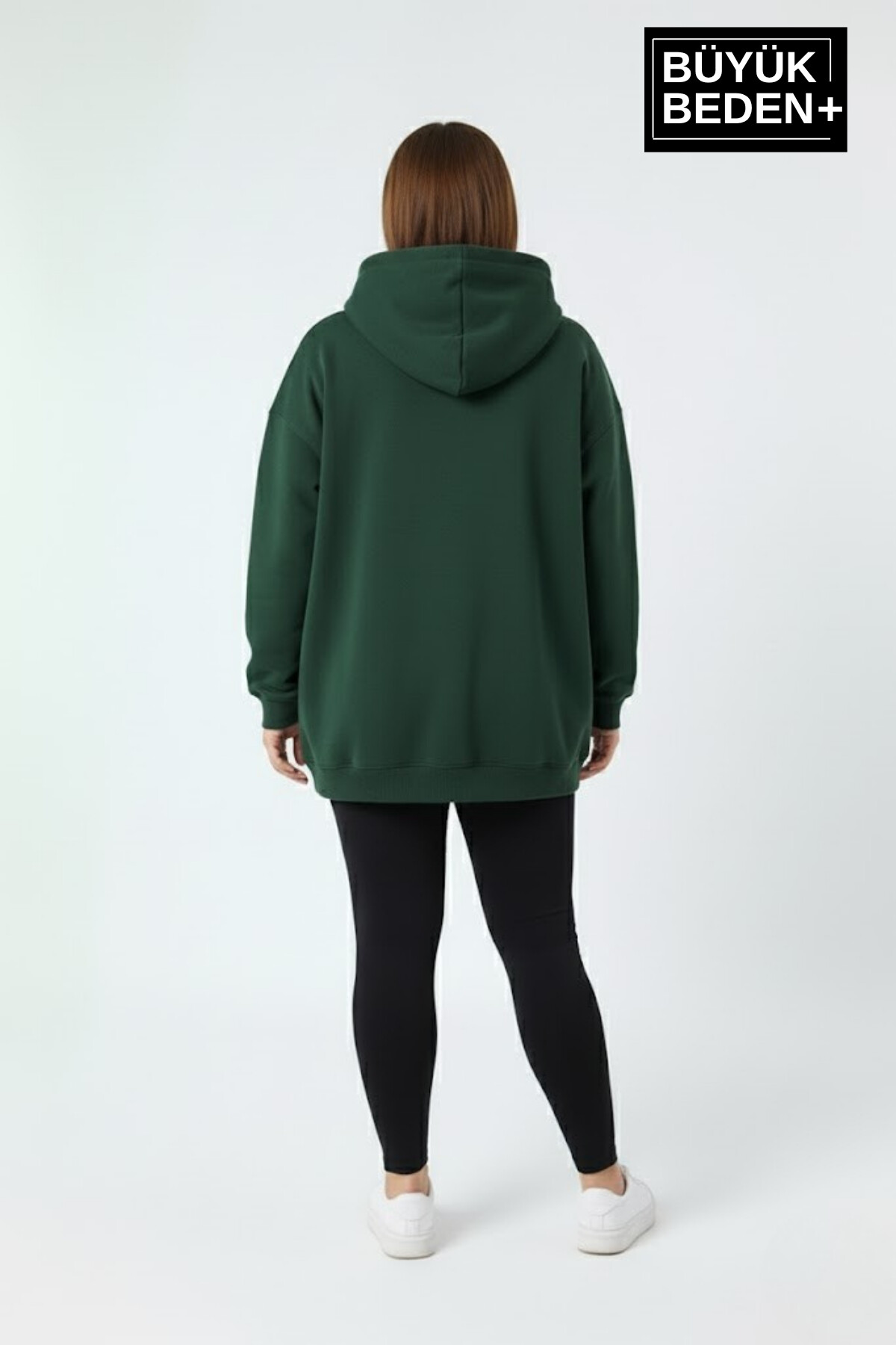 Kadın Büyük Beden AR Baskılı Kapüşonlu  ince Sweatshirt SPR26BSWK963