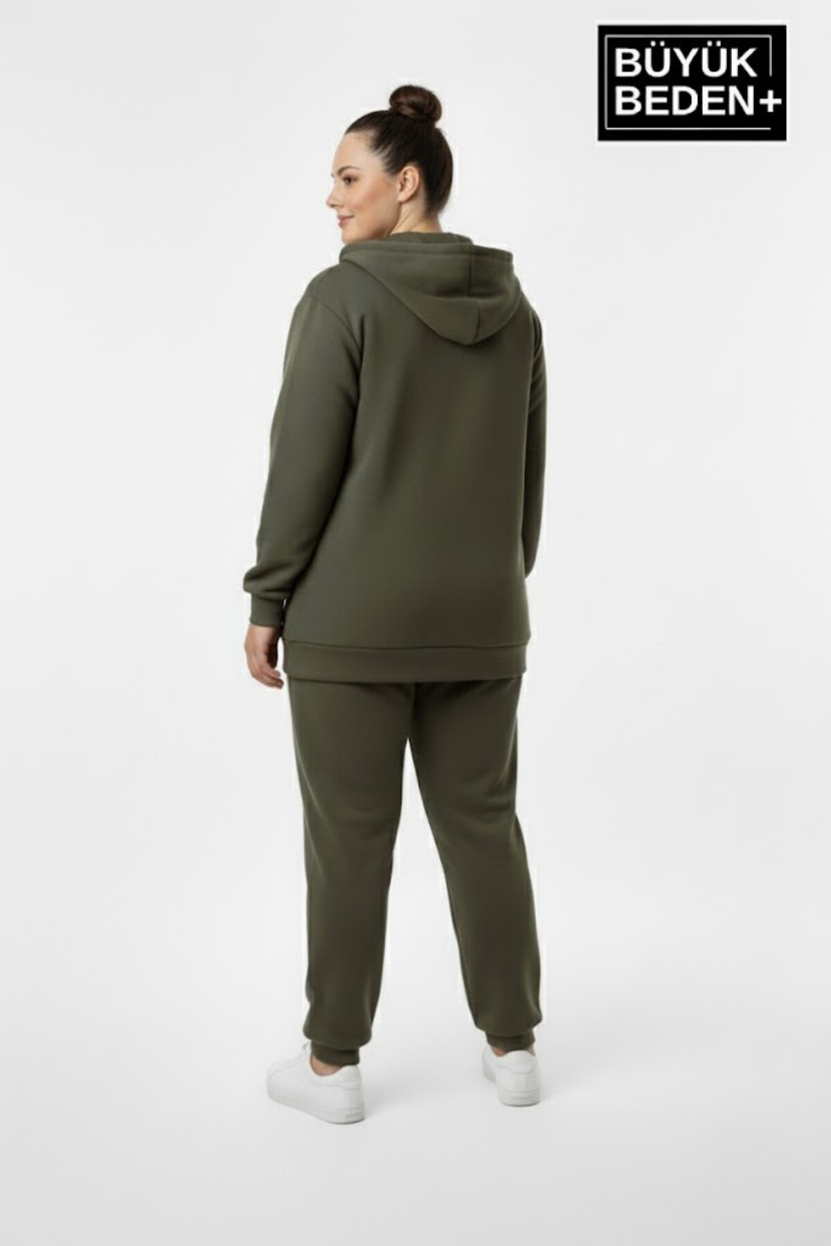 Kadın Büyük Beden Fermuarlı Kapüşonlu New York Baskılı ince Sweatshirt Hırka SPR26BHR923