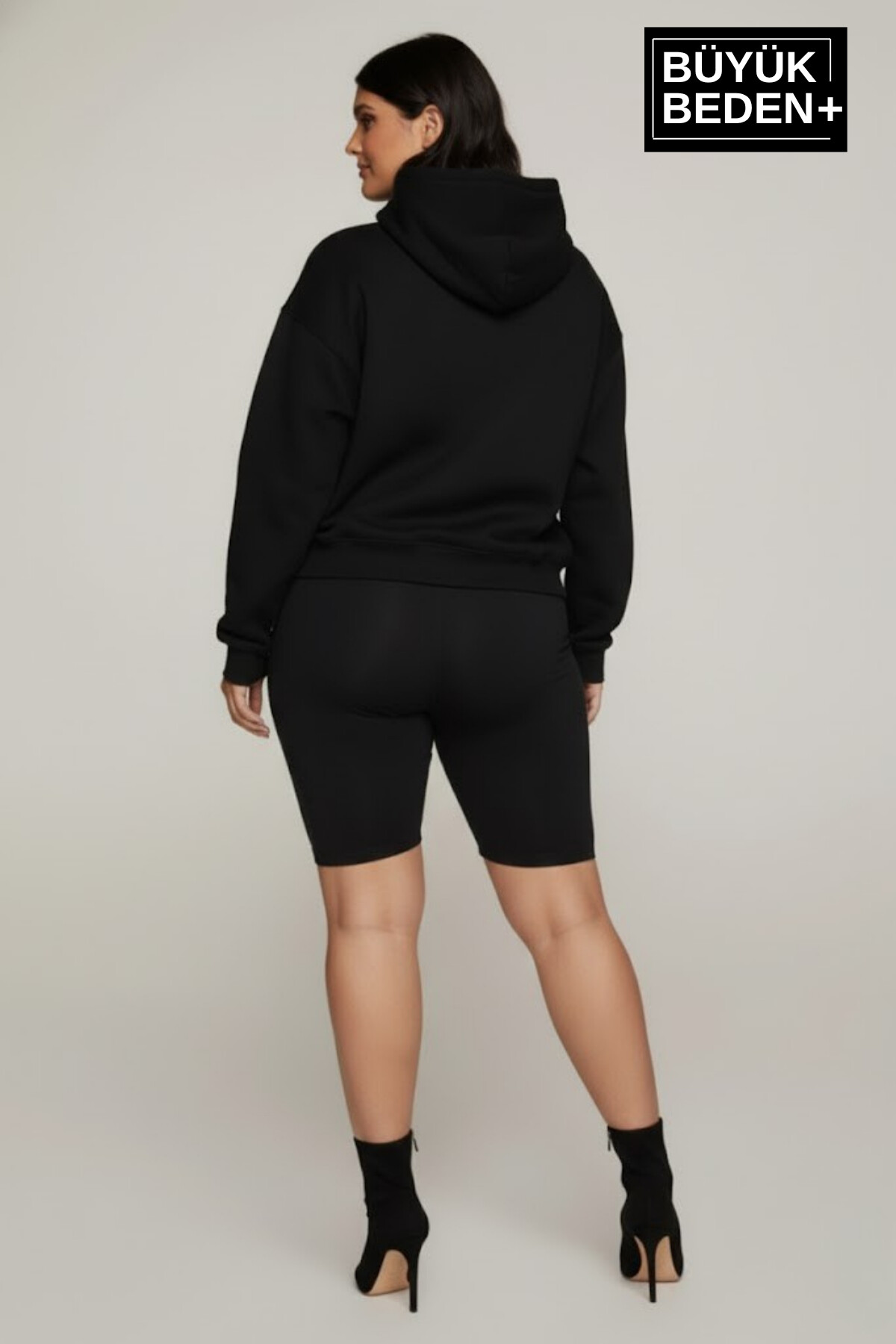 Kadın Büyük Beden Kapşonlu ince Sweatshirt SPR24BSWK57