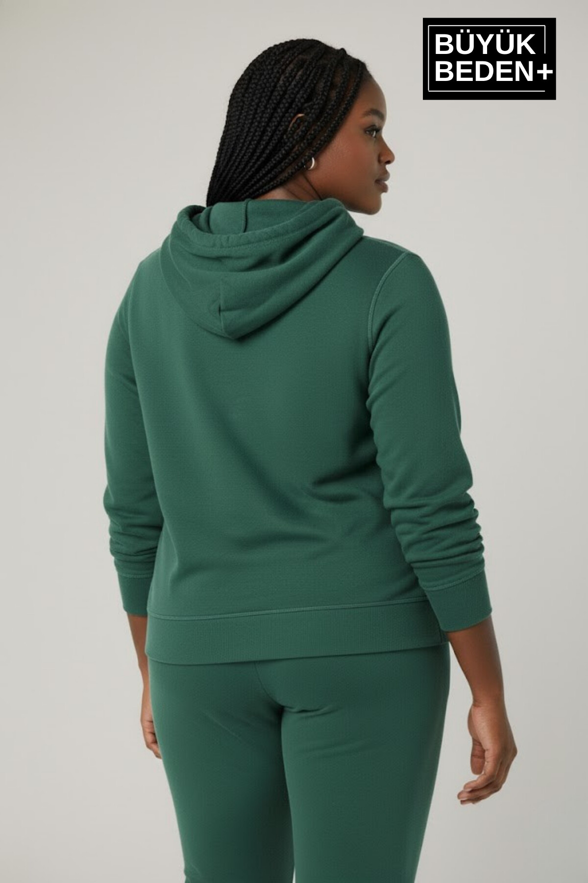 Kadın Büyük Beden Kapşonlu ince Sweatshirt SPR24BSWK57