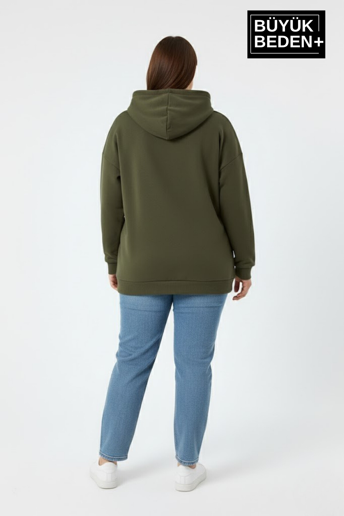 Kadın Büyük Beden Kapüşonlu Brooklyn Baskılı ince Sweatshirt SPR26BSWK961