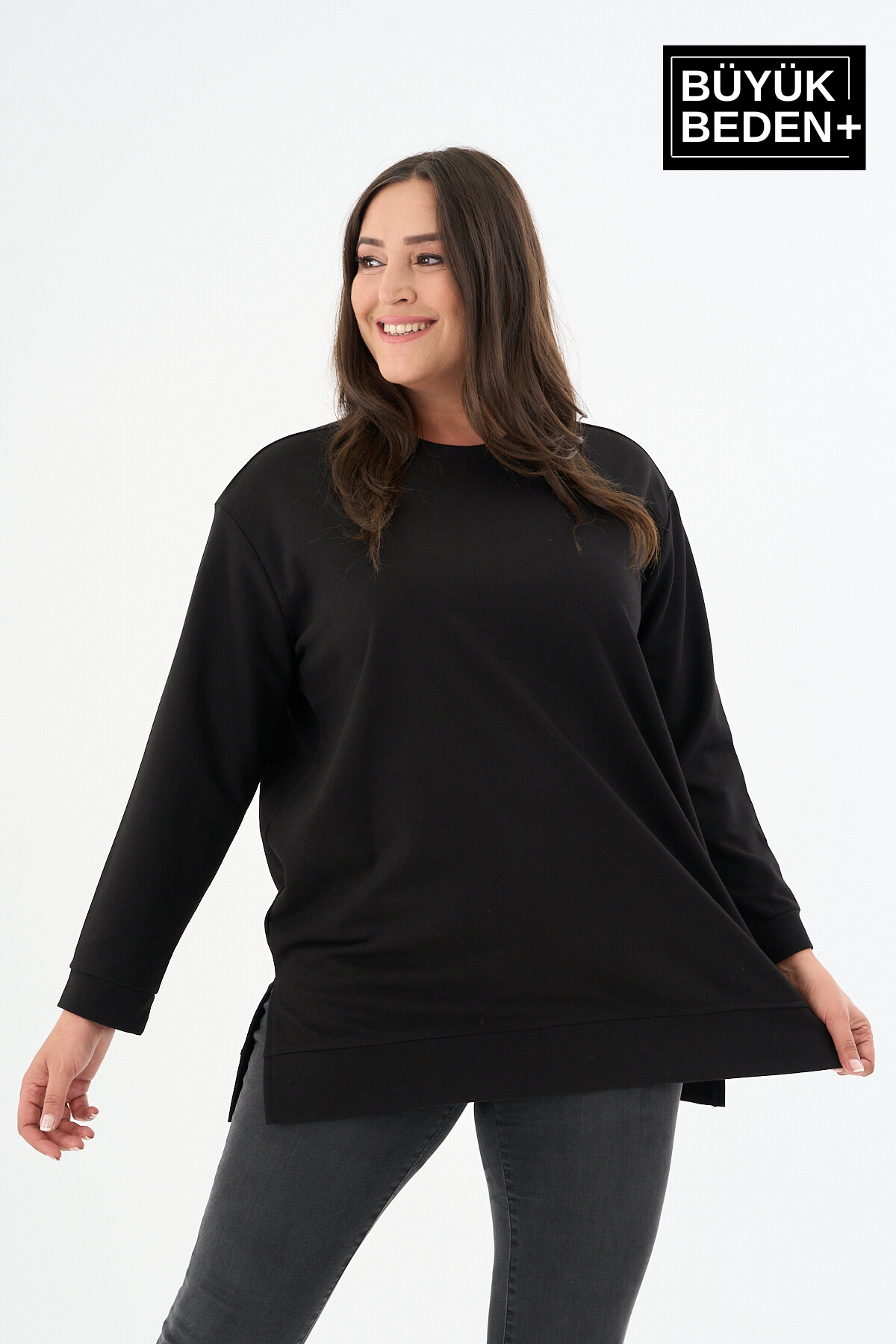 Kadın Tunik Büyük Beden ince Sweatshırt SPR26BTK990