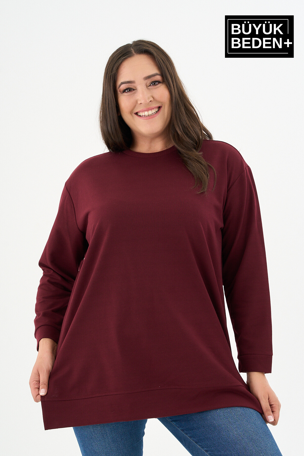 Kadın Tunik Büyük Beden ince Sweatshırt SPR26BTK990