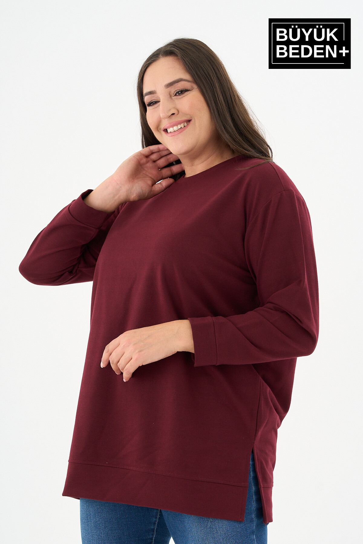 Kadın Tunik Büyük Beden ince Sweatshırt SPR26BTK990