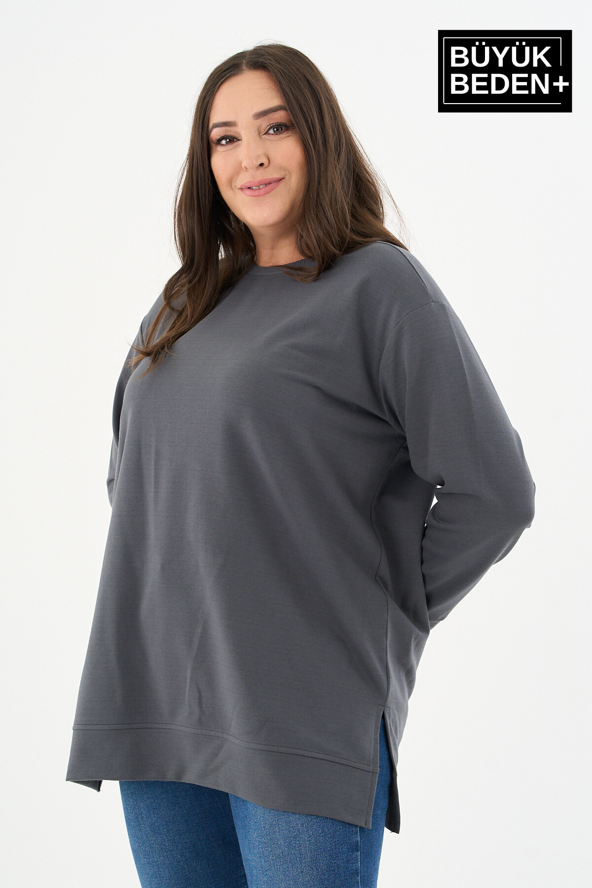 Kadın Tunik Büyük Beden ince Sweatshırt SPR26BTK990
