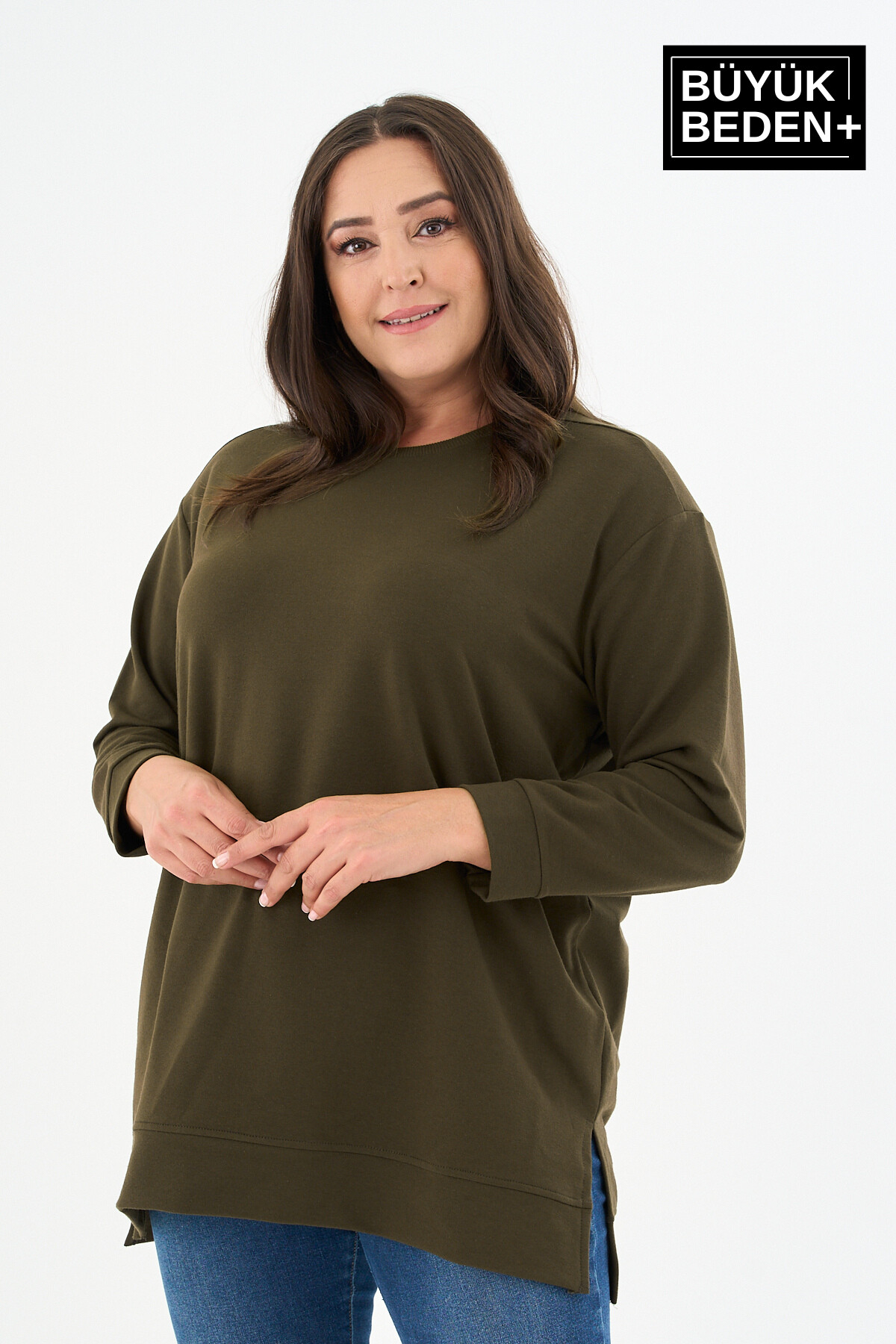 Kadın Tunik Büyük Beden ince Sweatshırt SPR26BTK990