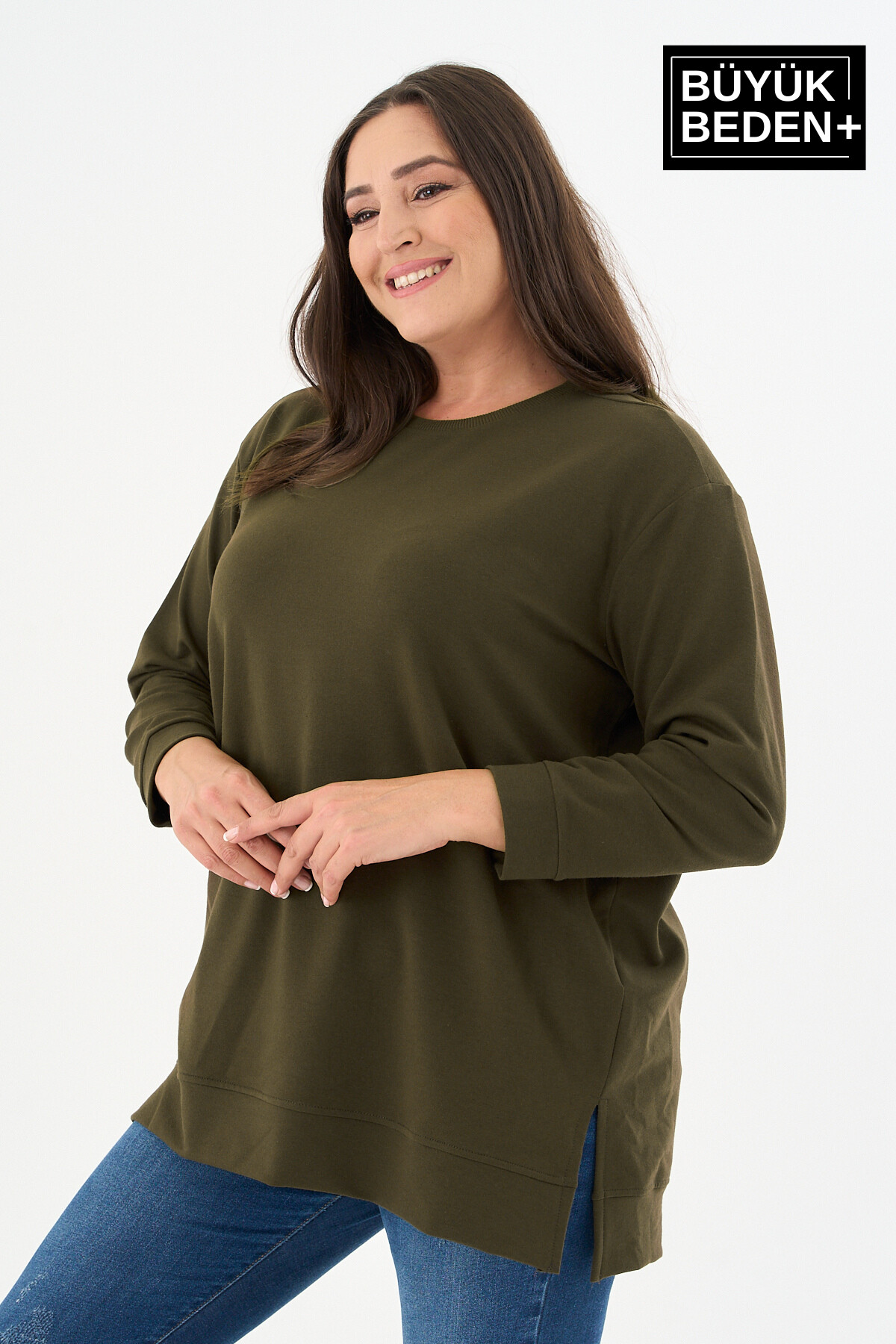 Kadın Tunik Büyük Beden ince Sweatshırt SPR26BTK990