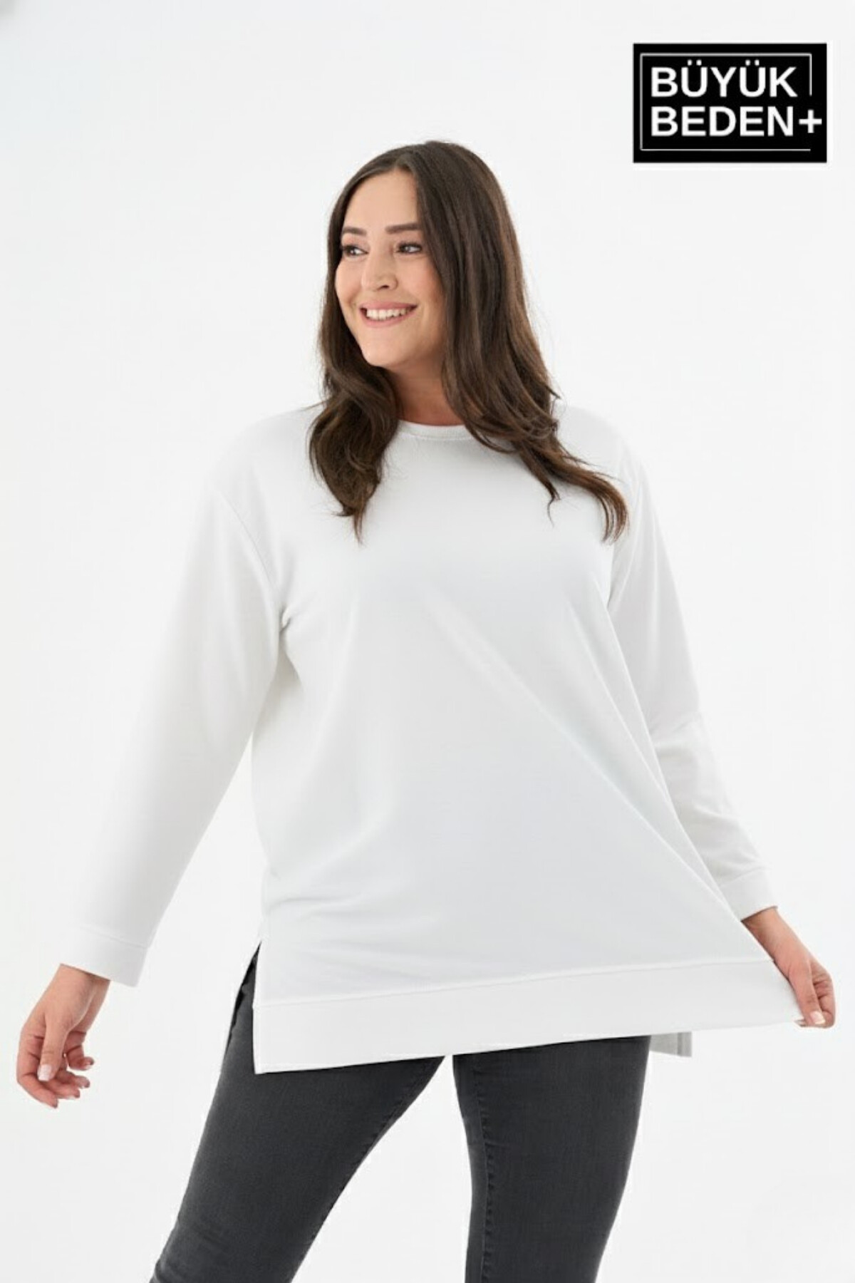 Kadın Tunik Büyük Beden ince Sweatshırt SPR26BTK990