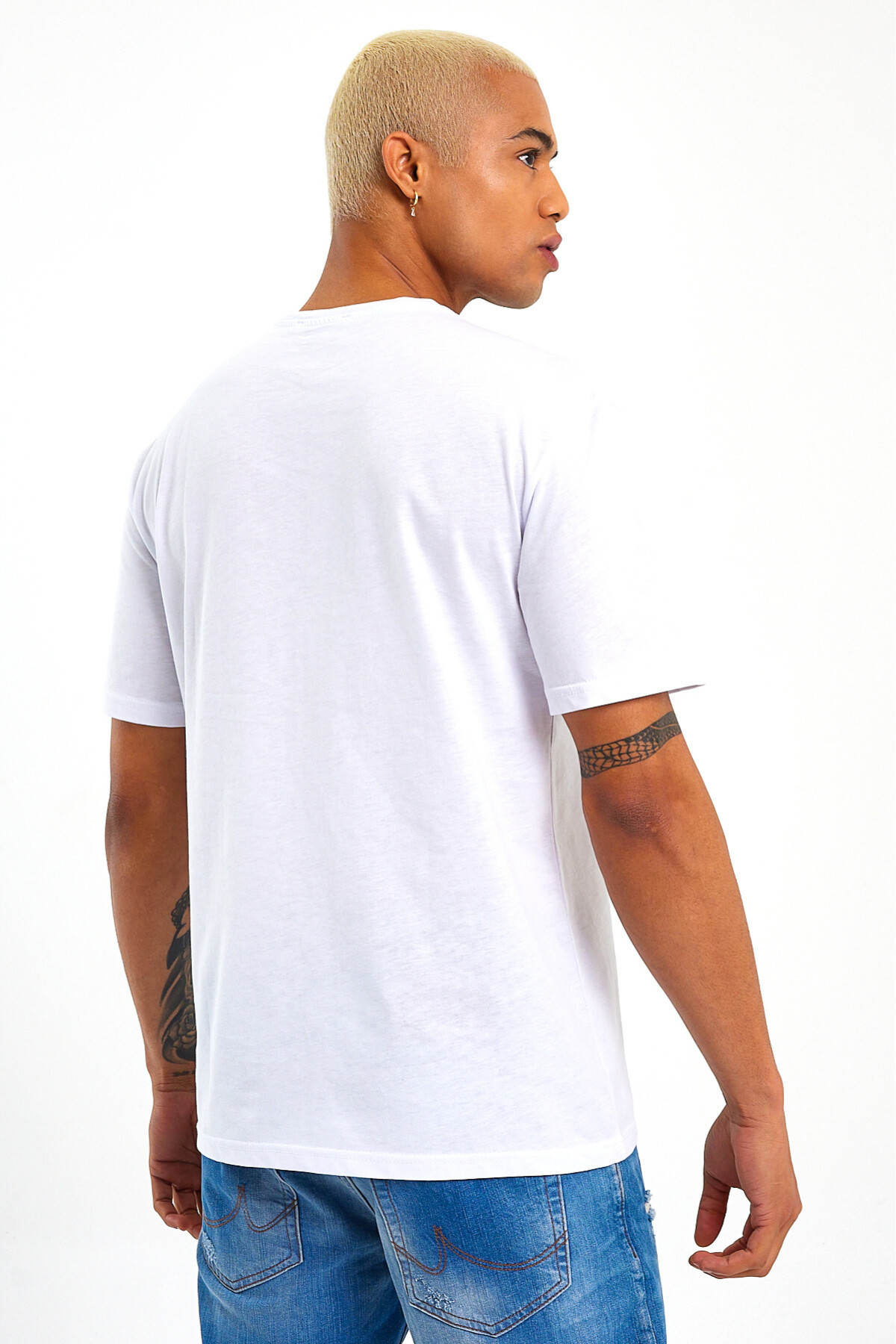 Erkek Bisiklet Yaka El Yazılı Brooklyn Baskılı Tshirt SPR25TS32