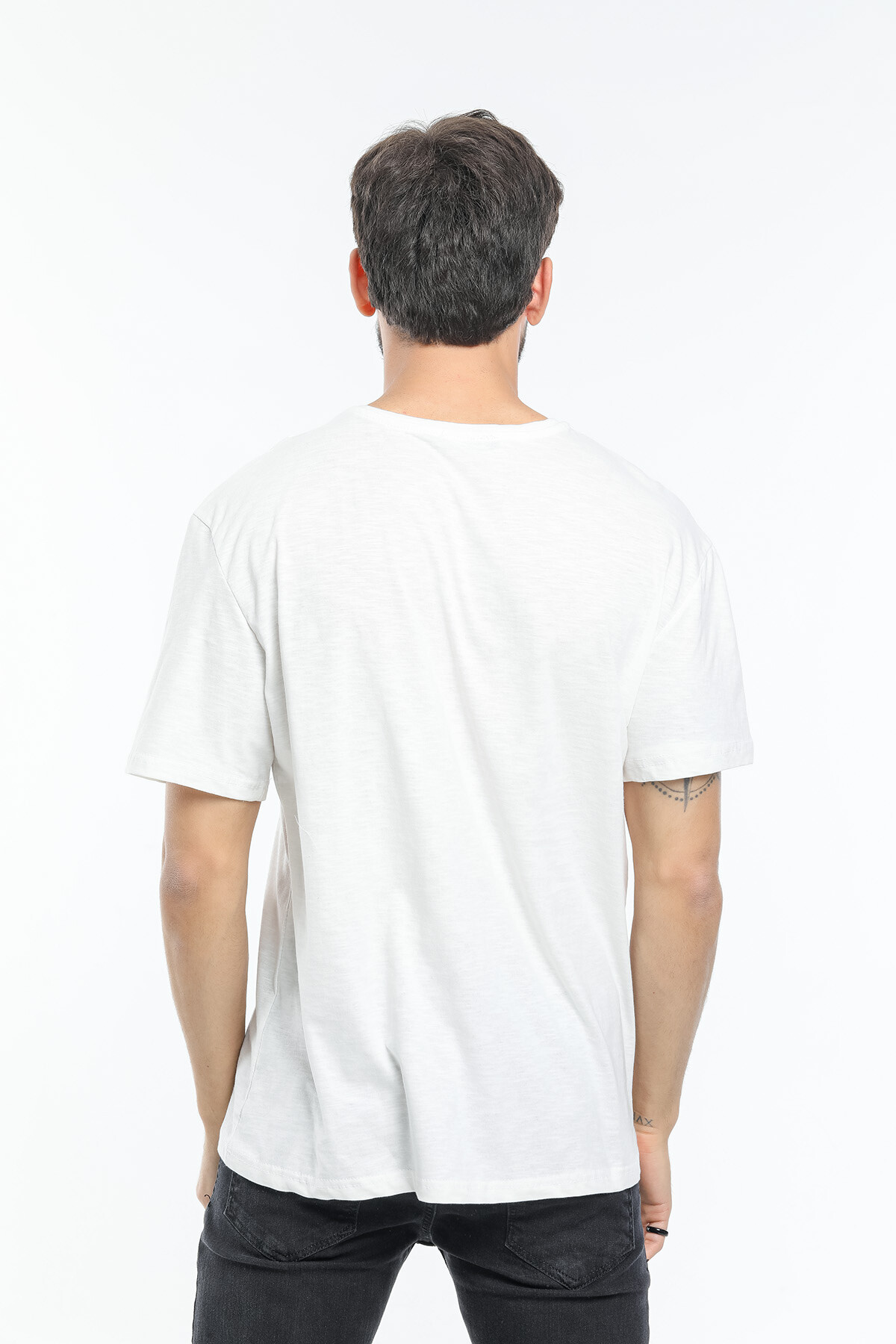 Erkek Bisiklet Yaka El Yazılı Brooklyn Baskılı Tshirt SPR25TS32