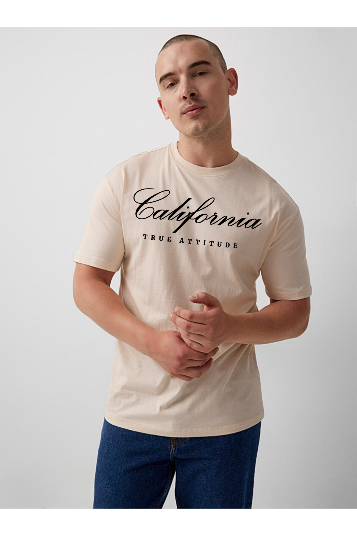 Erkek Bisiklet Yaka El Yazılı Brooklyn Baskılı Tshirt SPR25TS32