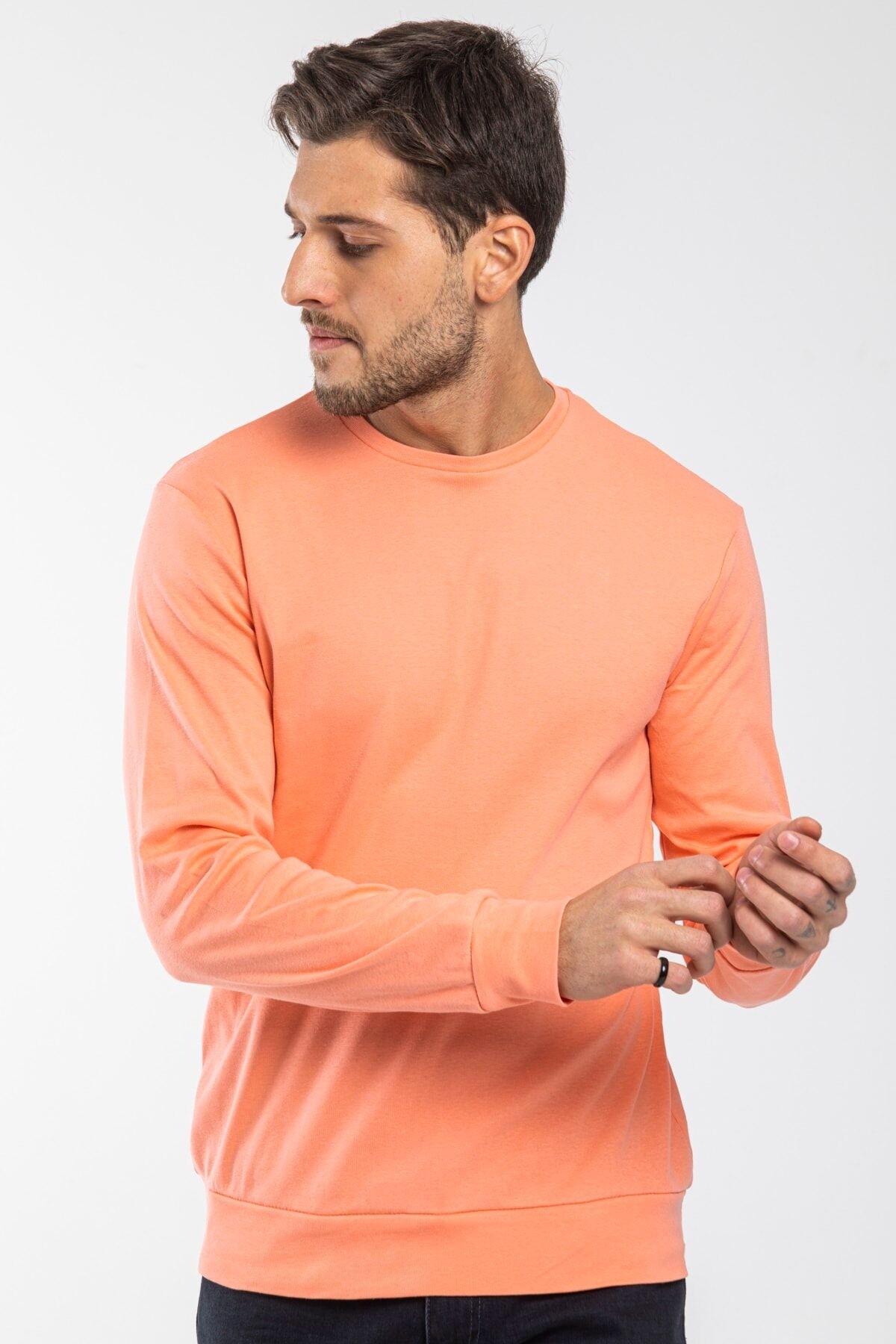 Süperlife Erkek Bisiklet Yaka Slim Fit İnce Sweatshirt SPR 20K17