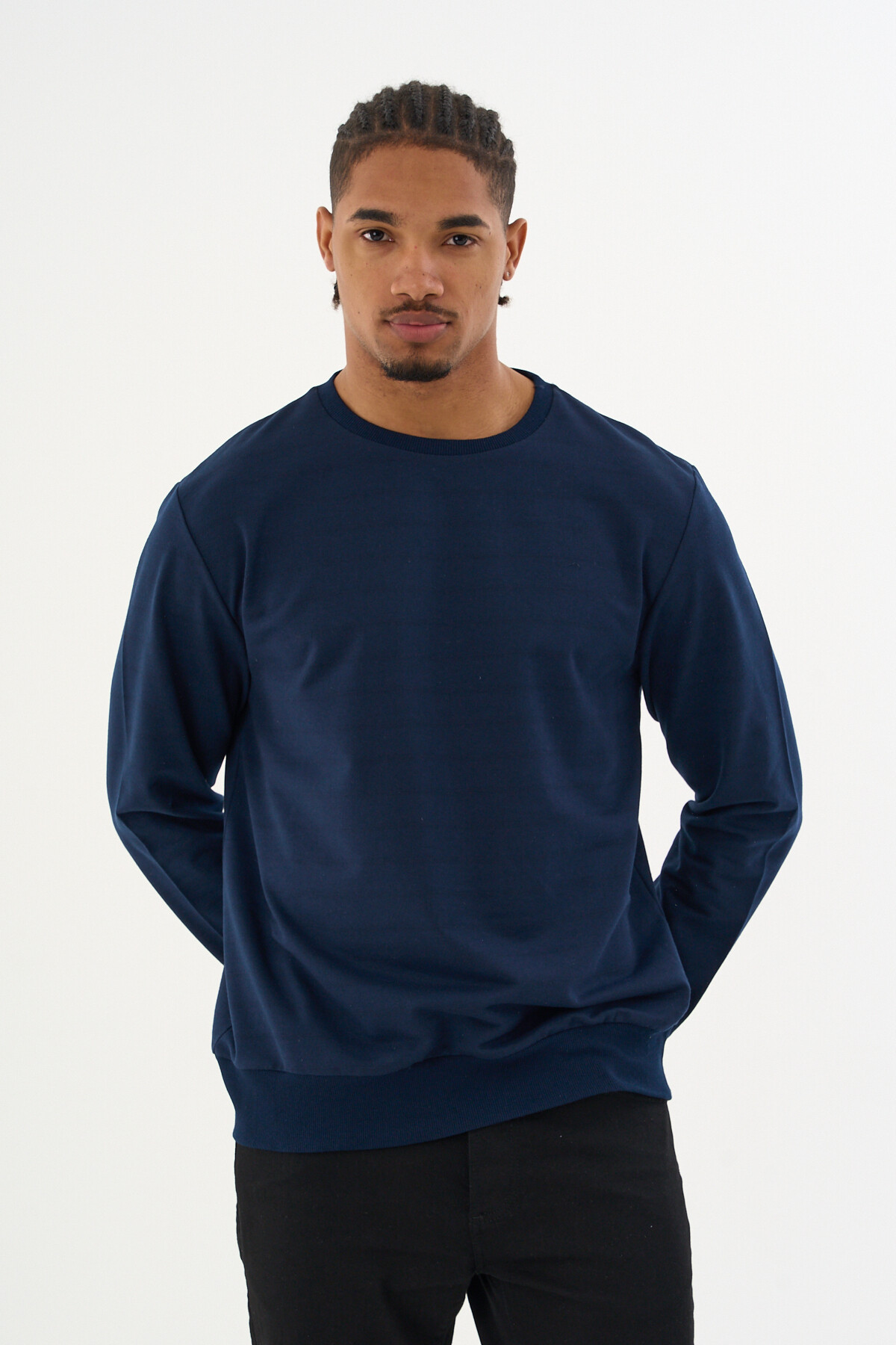 Süperlife Erkek Gri Bisiklet Yaka Ribanalı Regular Fit Sweatshirt spr26swk930